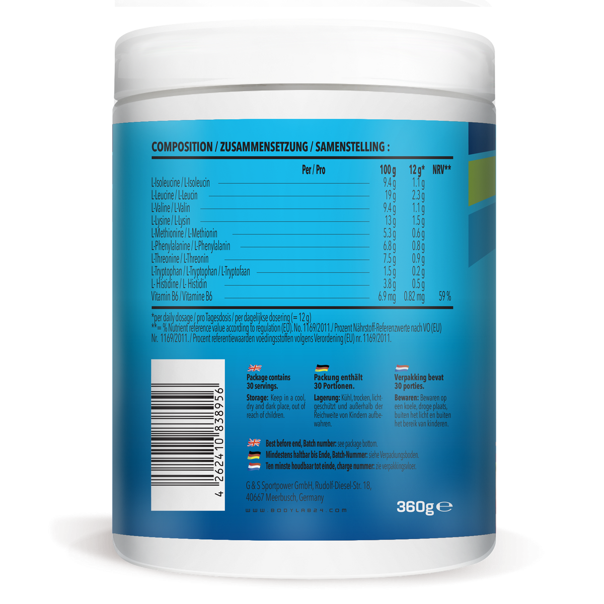 EAA Essential Amino Acids (360g) Orange
