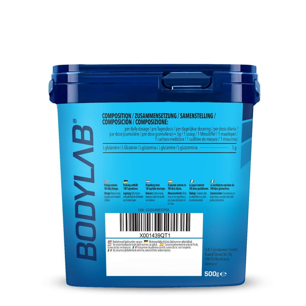 3 x Bodylab24 Glutamin Powder (500g chacun)