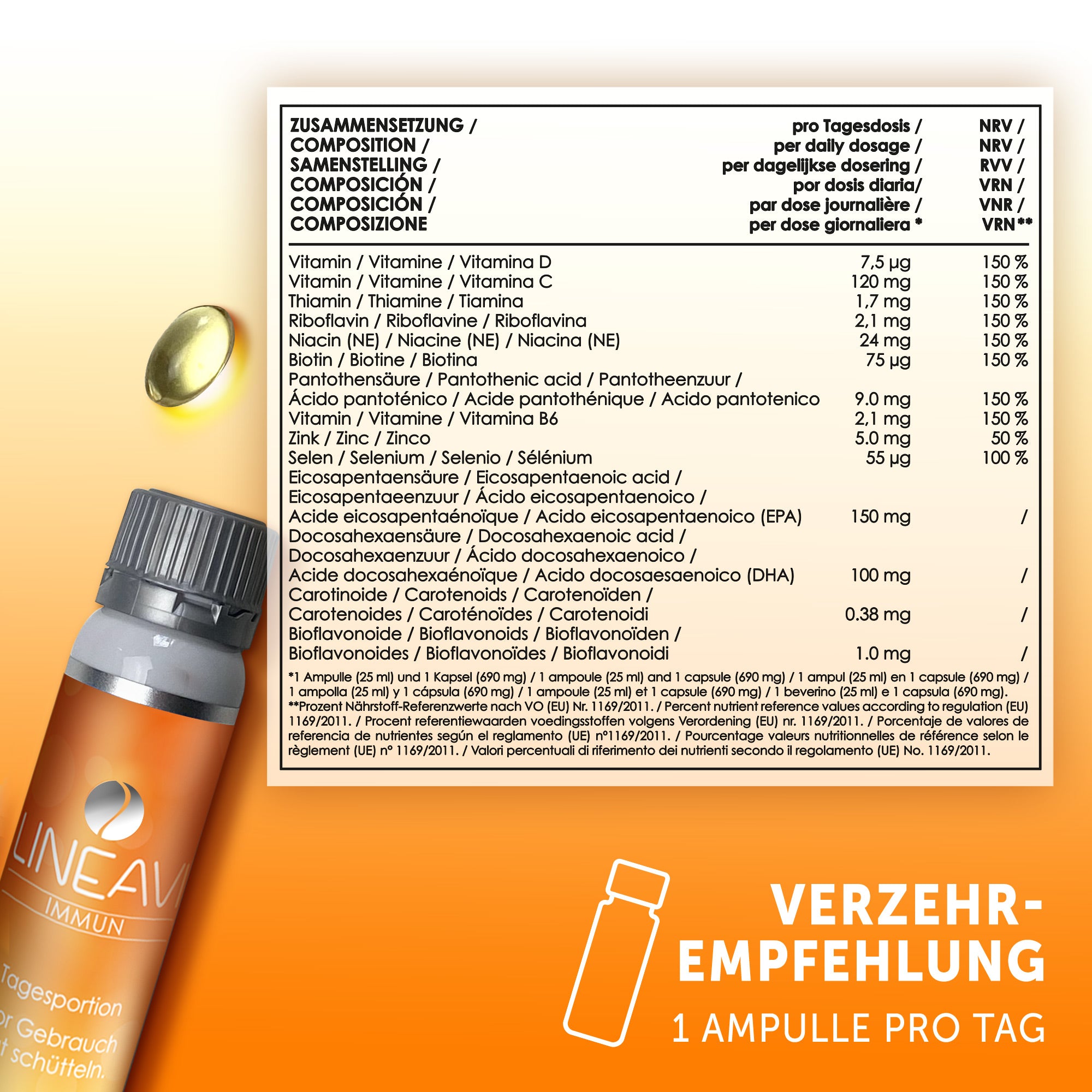 Immun 3-Monatspackung (3x30x25ml Trinkfläschchen + 3x30 Omega 3 Kapseln)