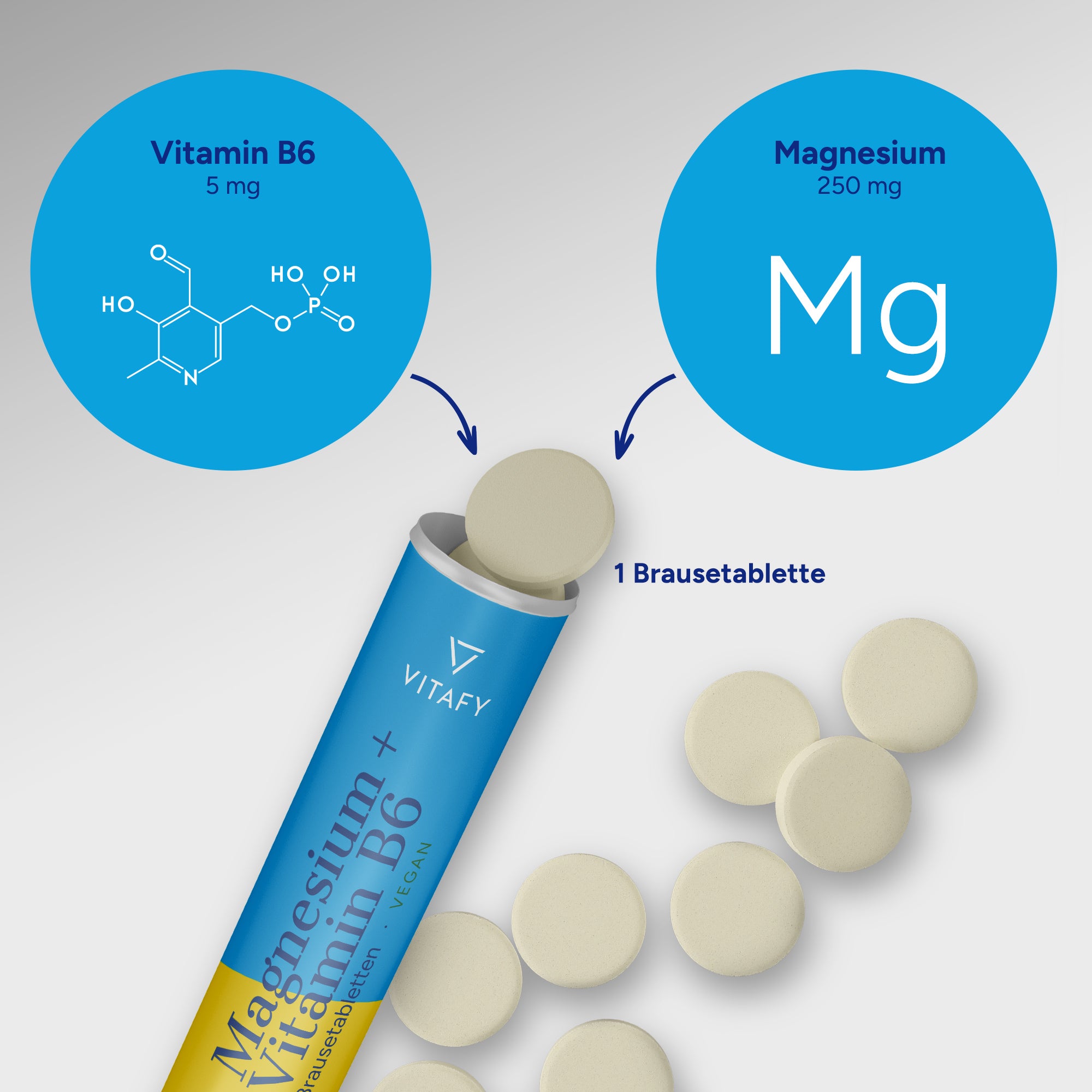 Magnésium + Vitamine B6 - Citron (20 comprimés effervescents) - Lot de 6