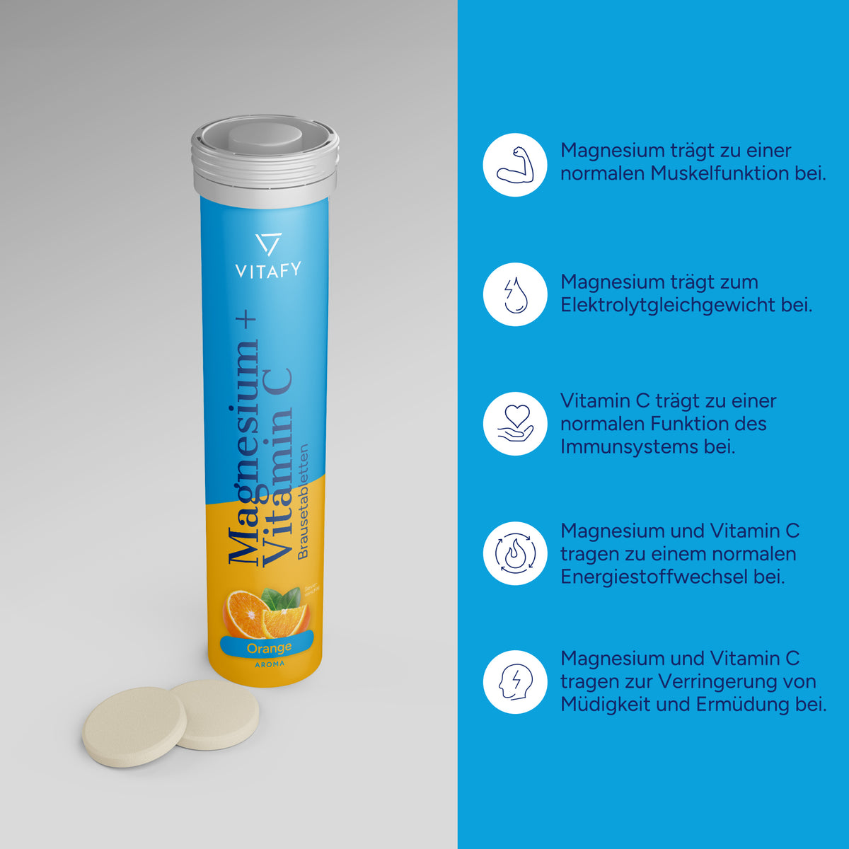 Magnésium + Vitamine C - Orange (20 comprimés effervescents) - Lot de 6