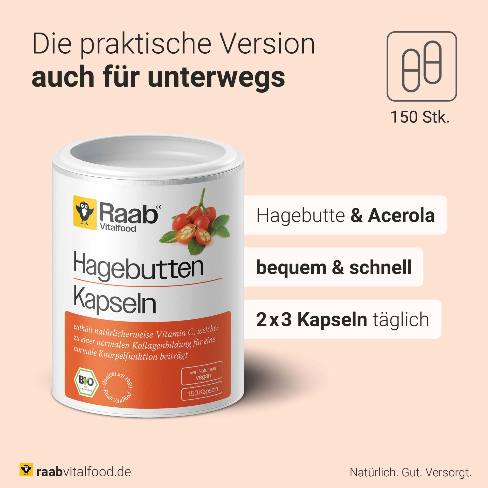 Hagebutte bio (150 Kapseln)
