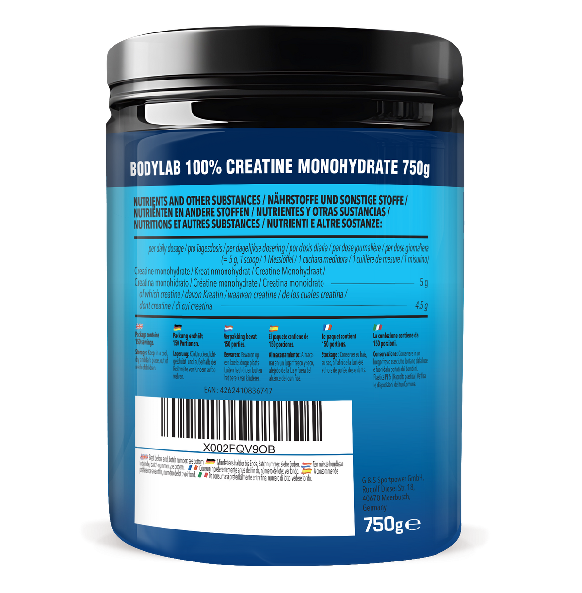 Créatine Monohydrate en Poudre (750g)