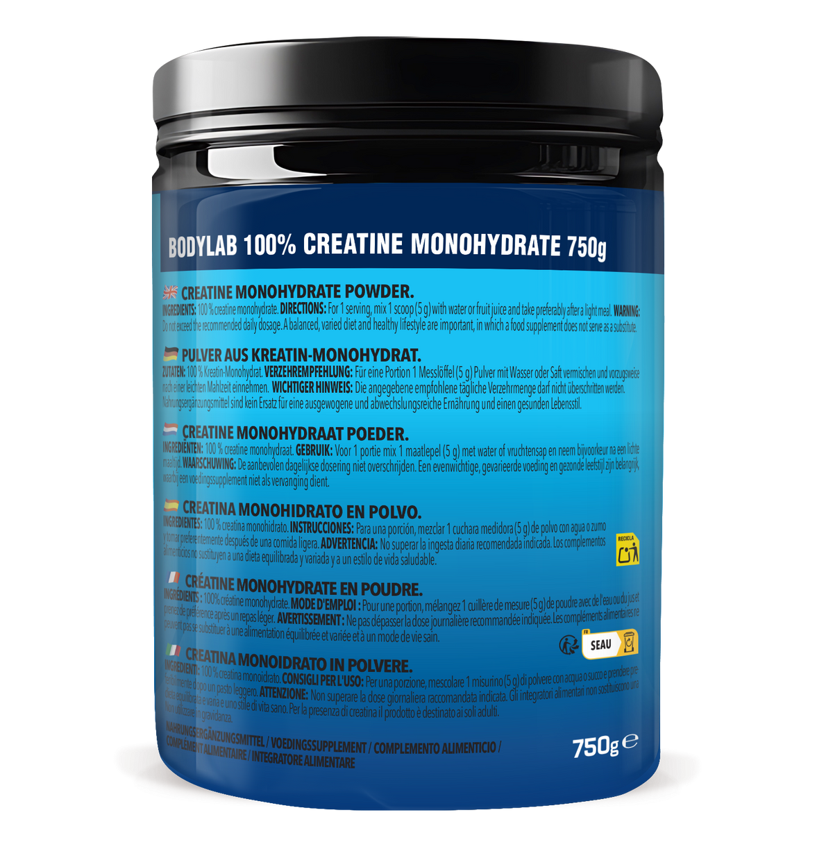 Créatine Monohydrate en Poudre (750g)