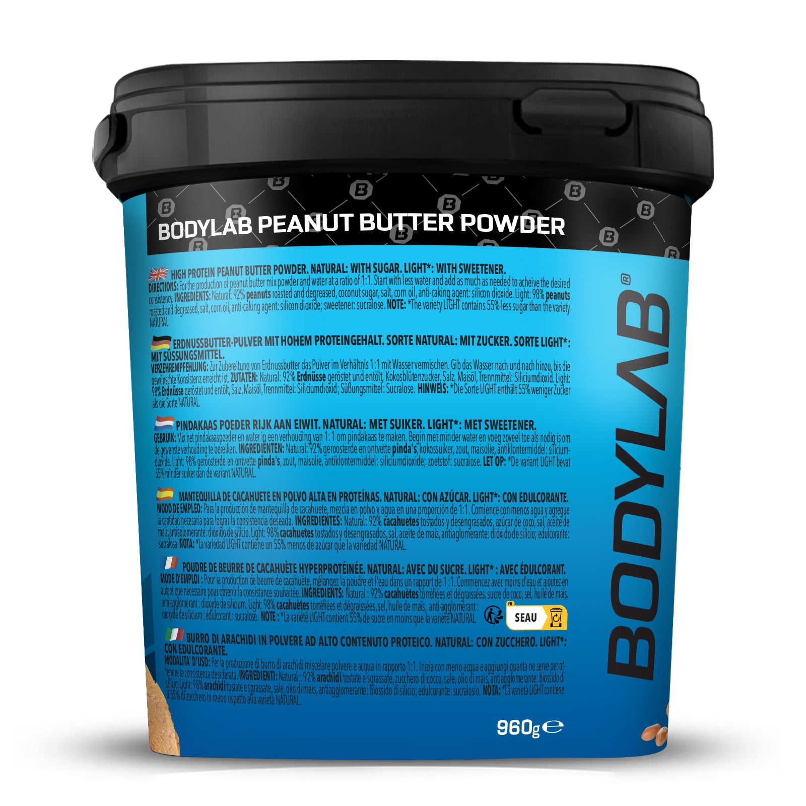 Poudre de beurre de cacahuète hyperprotéinée (960g)
