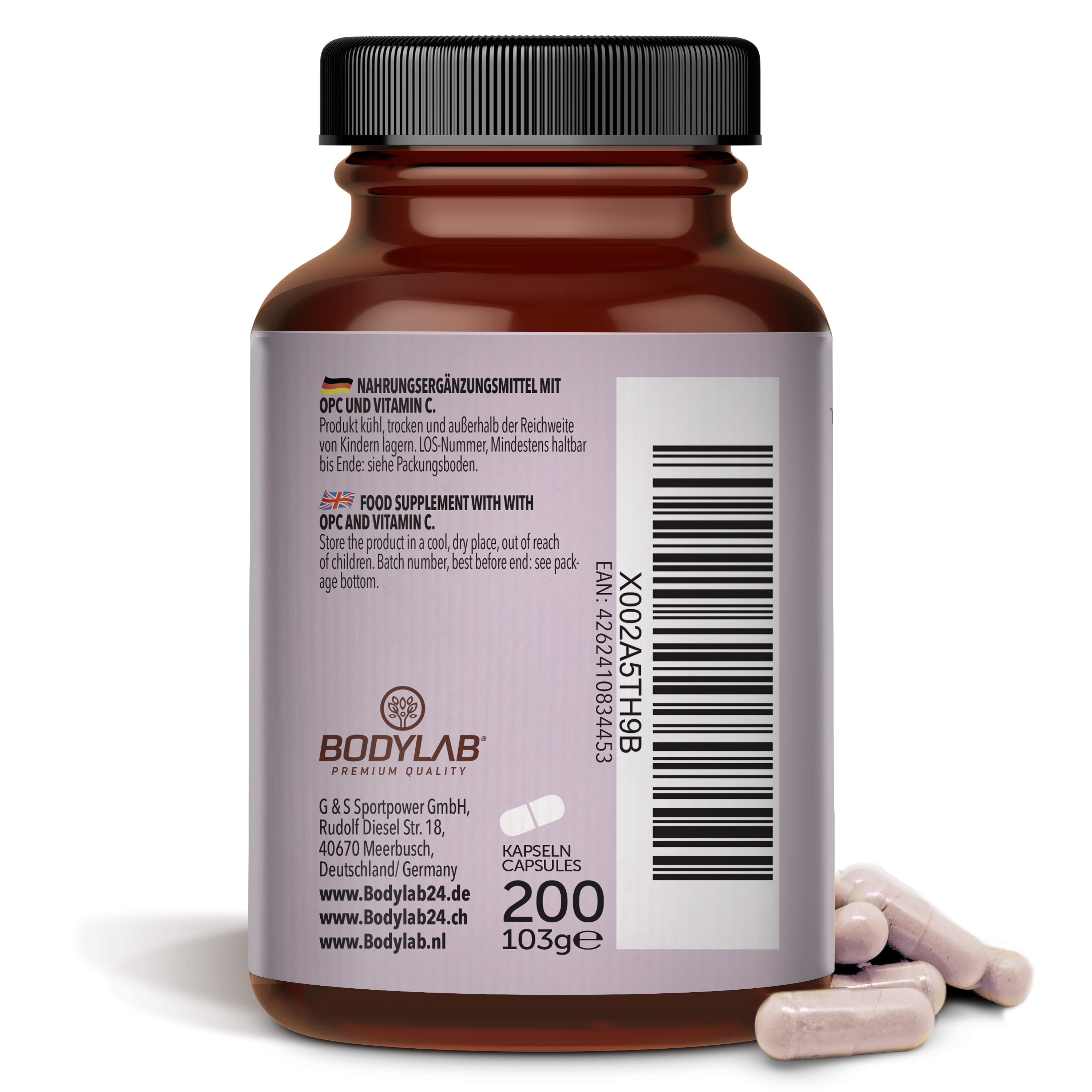 OPC Extrait de pépins de raisin + Vitamine C (200 gélules)