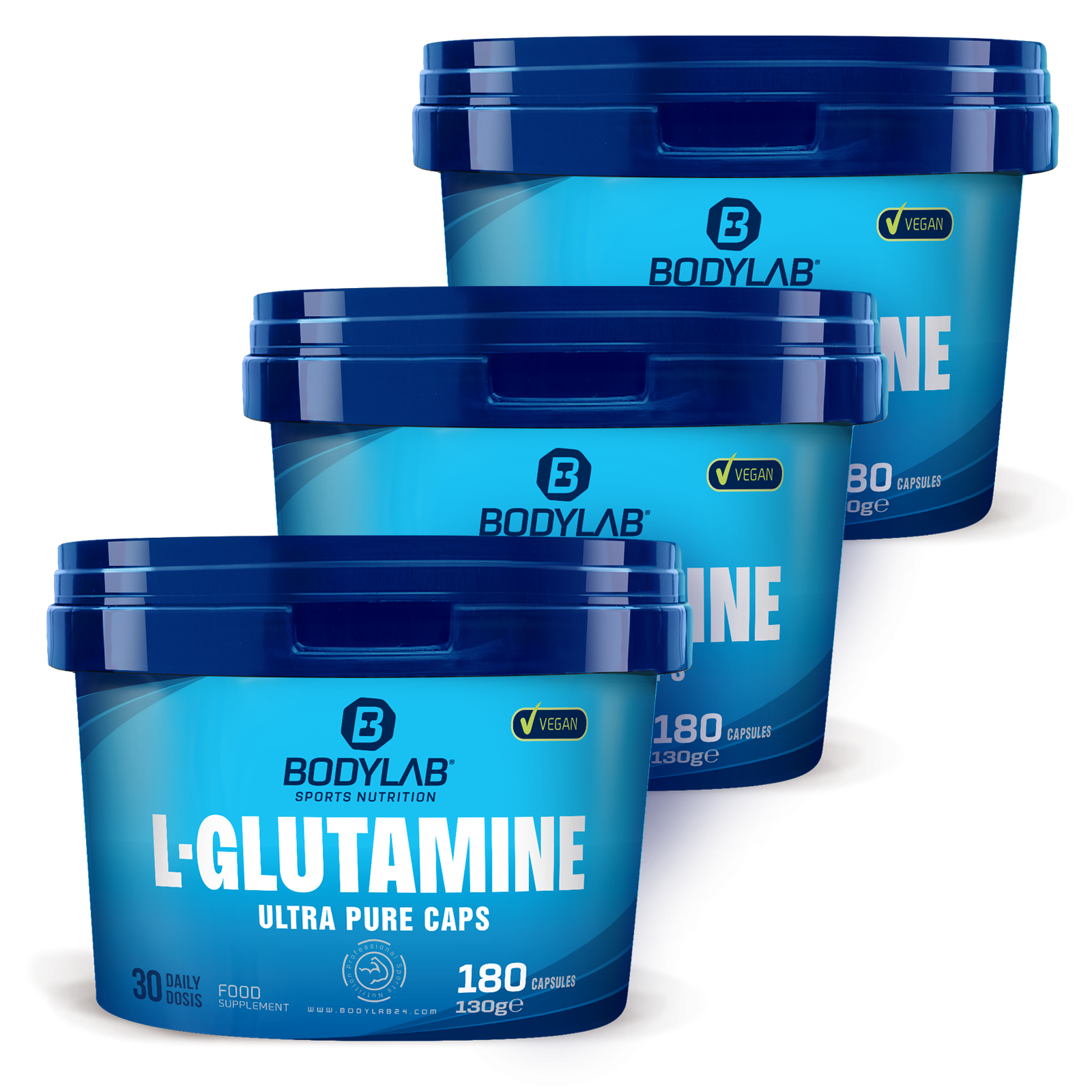3 x Bodylab L-Glutamin (je 180 Kapseln)