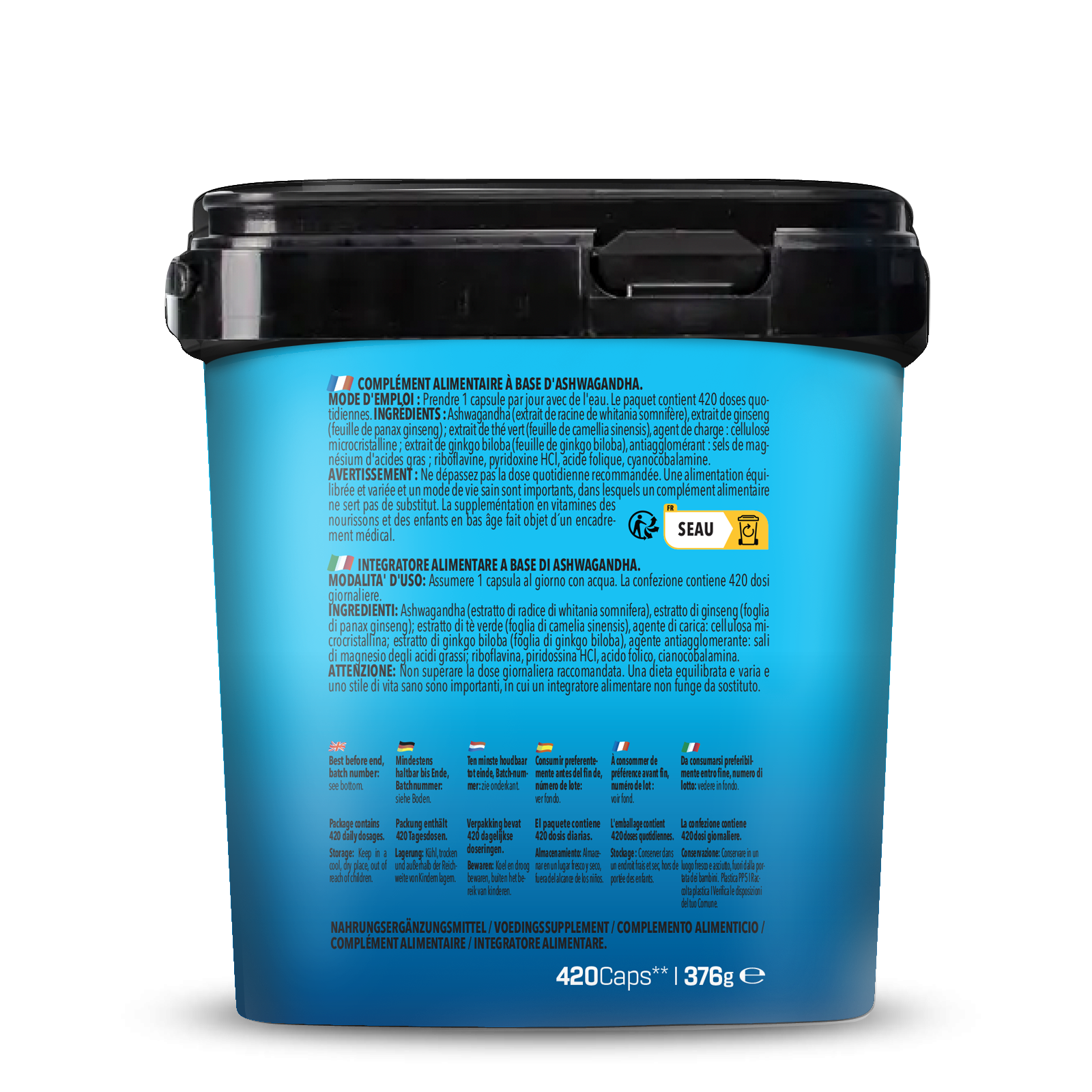 GRAND FORMAT Ashwagandha Ginseng Vitamines B (420 gélules)