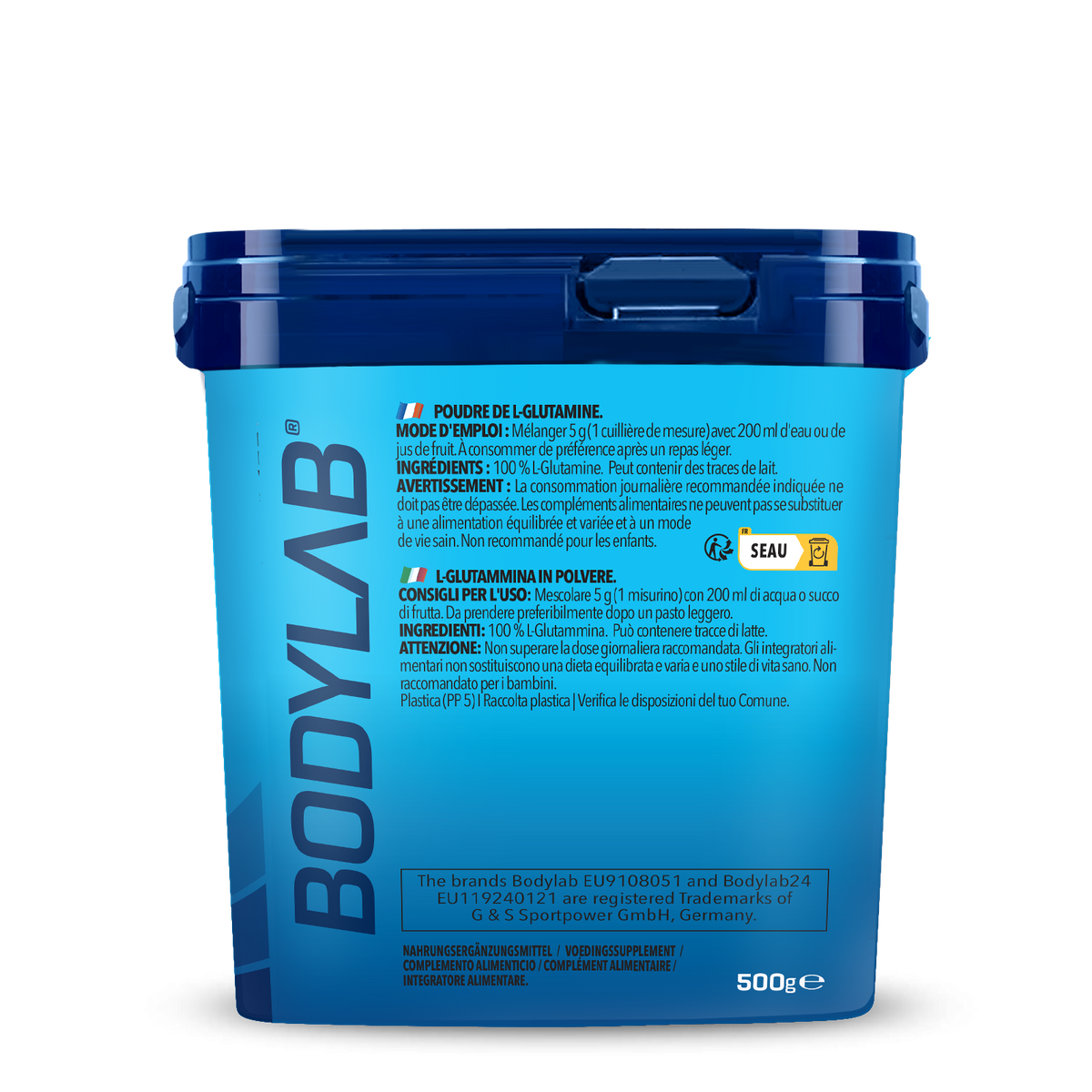 2 x Bodylab24 Glutamine en poudre (500g chacun)