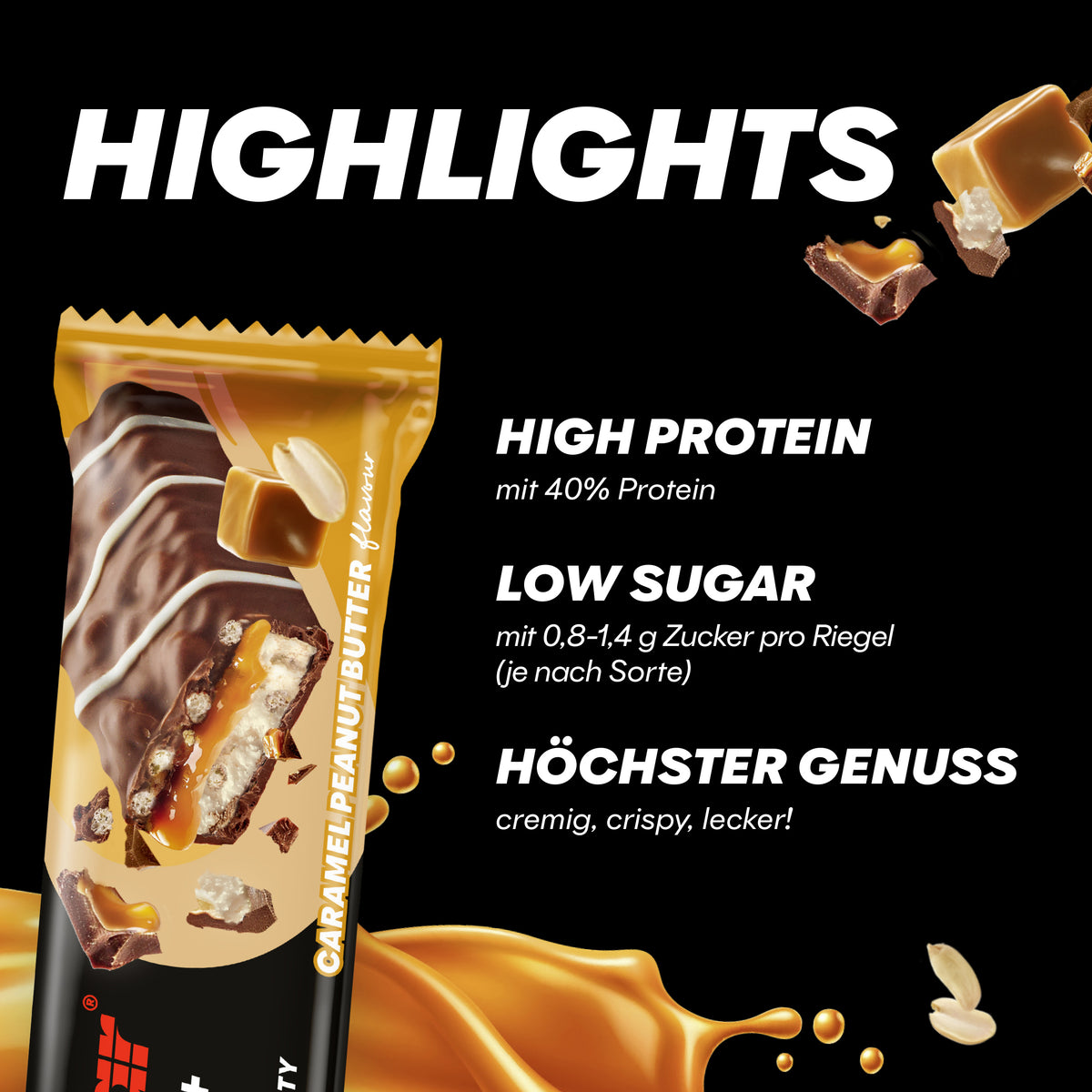 40% Protein+ Crisp (12x40g) Caramel Peanut Butter