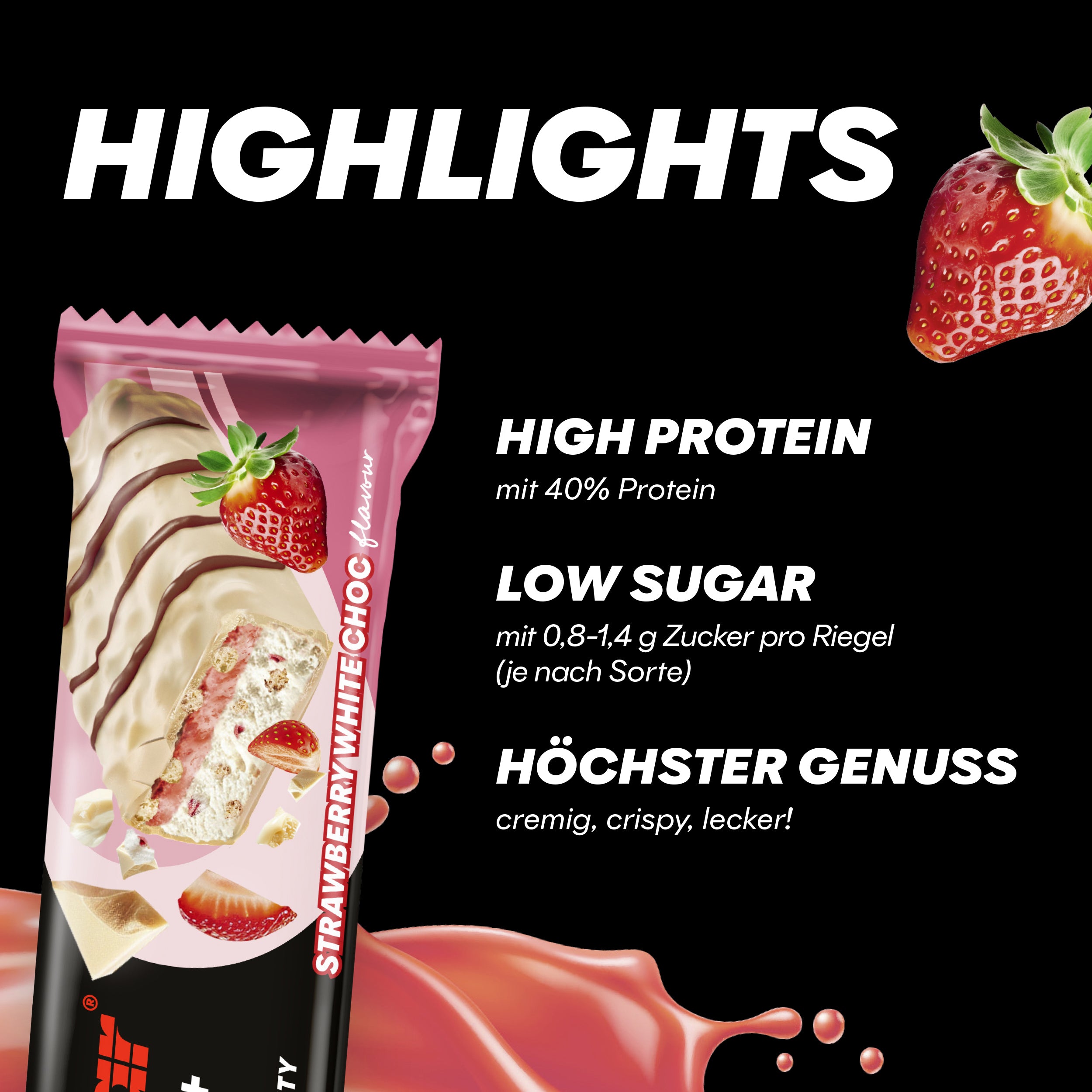 40% Protein+ Crisp (12x40g) Strawberry White Chocolate