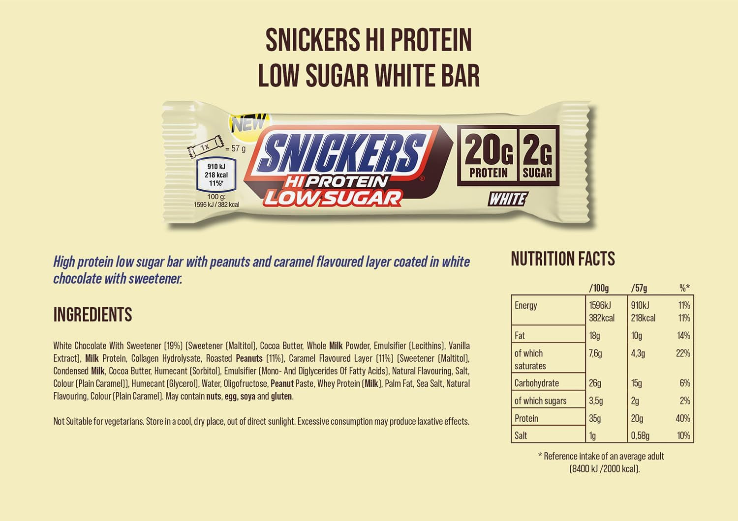Snickers Low Sugar High Protein Bar (12x57g)