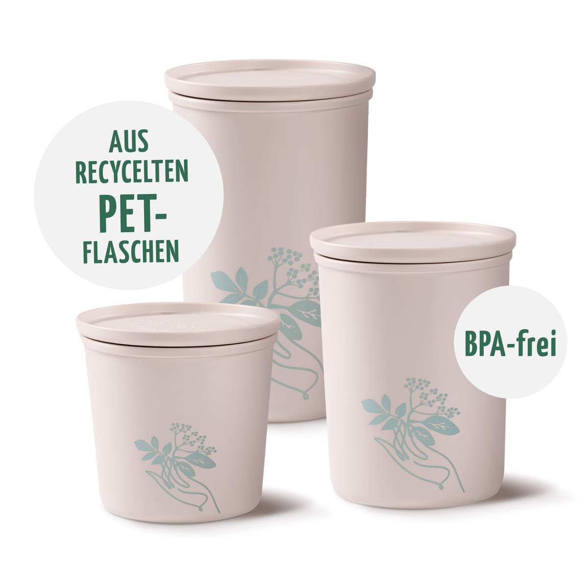 Boîtes de conservation, lot de 3, en plastique recyclé (rPET)