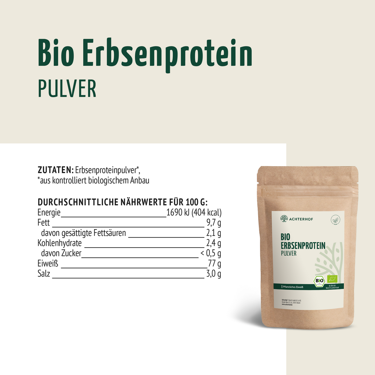 Bio Erbsenprotein Pulver (1000g)