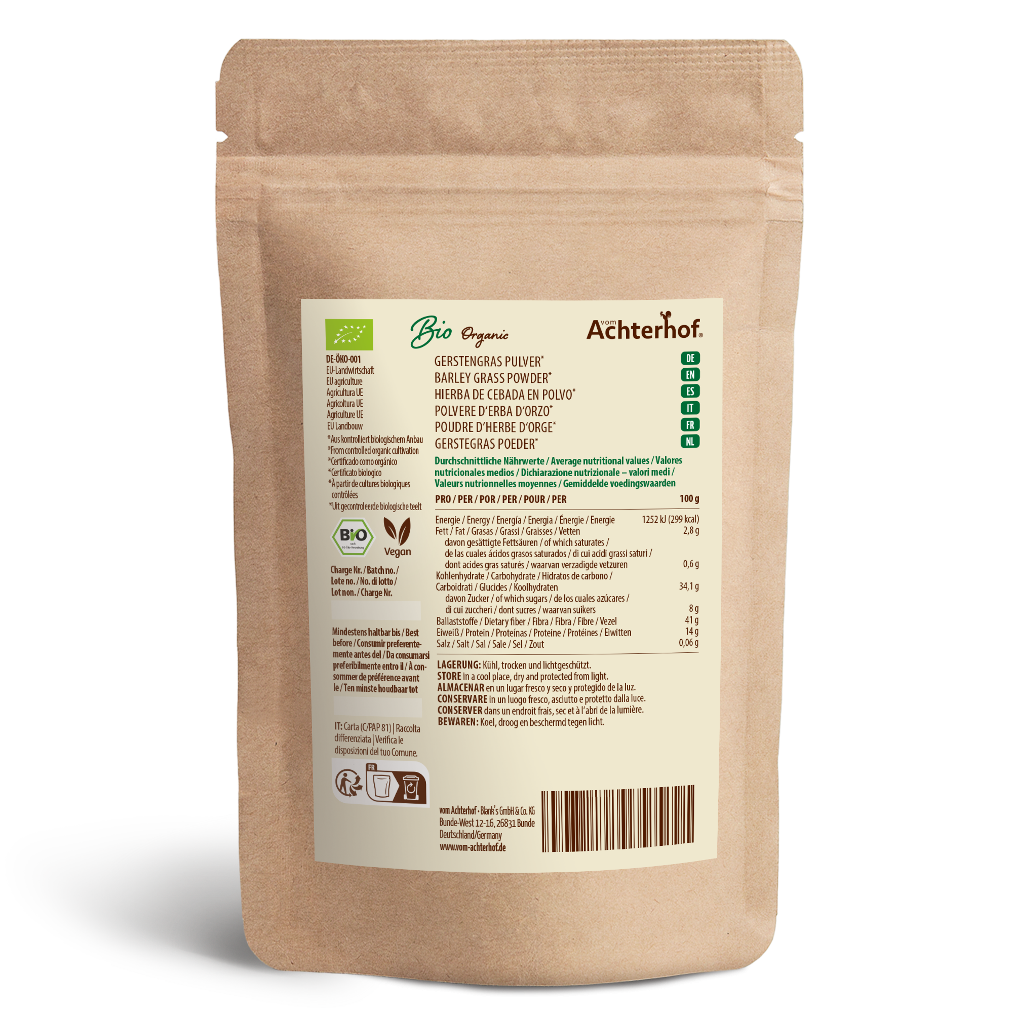Gerstengras Pulver Bio (1000g)