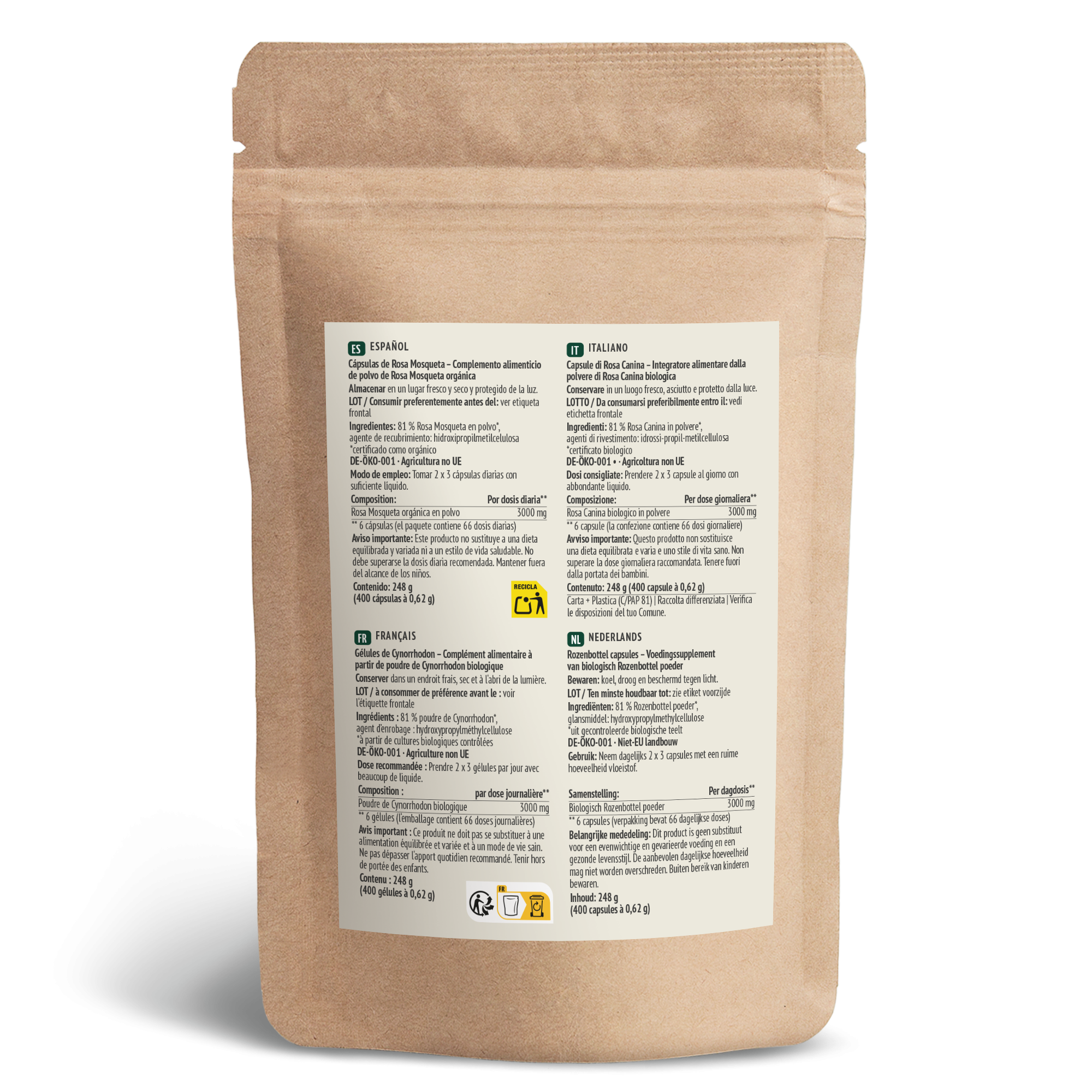 Gélules de cynorrhodon bio Recharge (400 gélules)