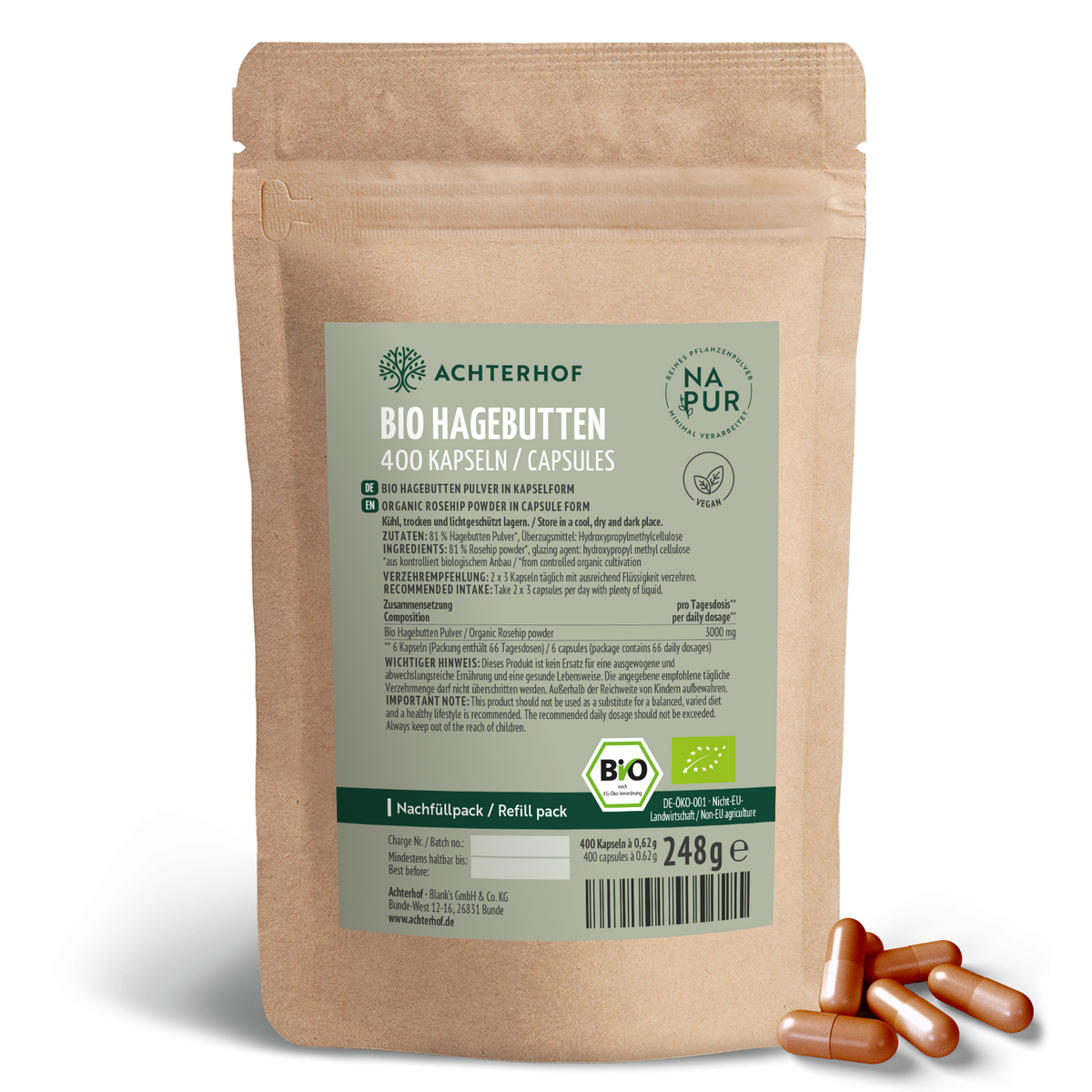 Gélules de cynorrhodon bio Recharge (400 gélules)