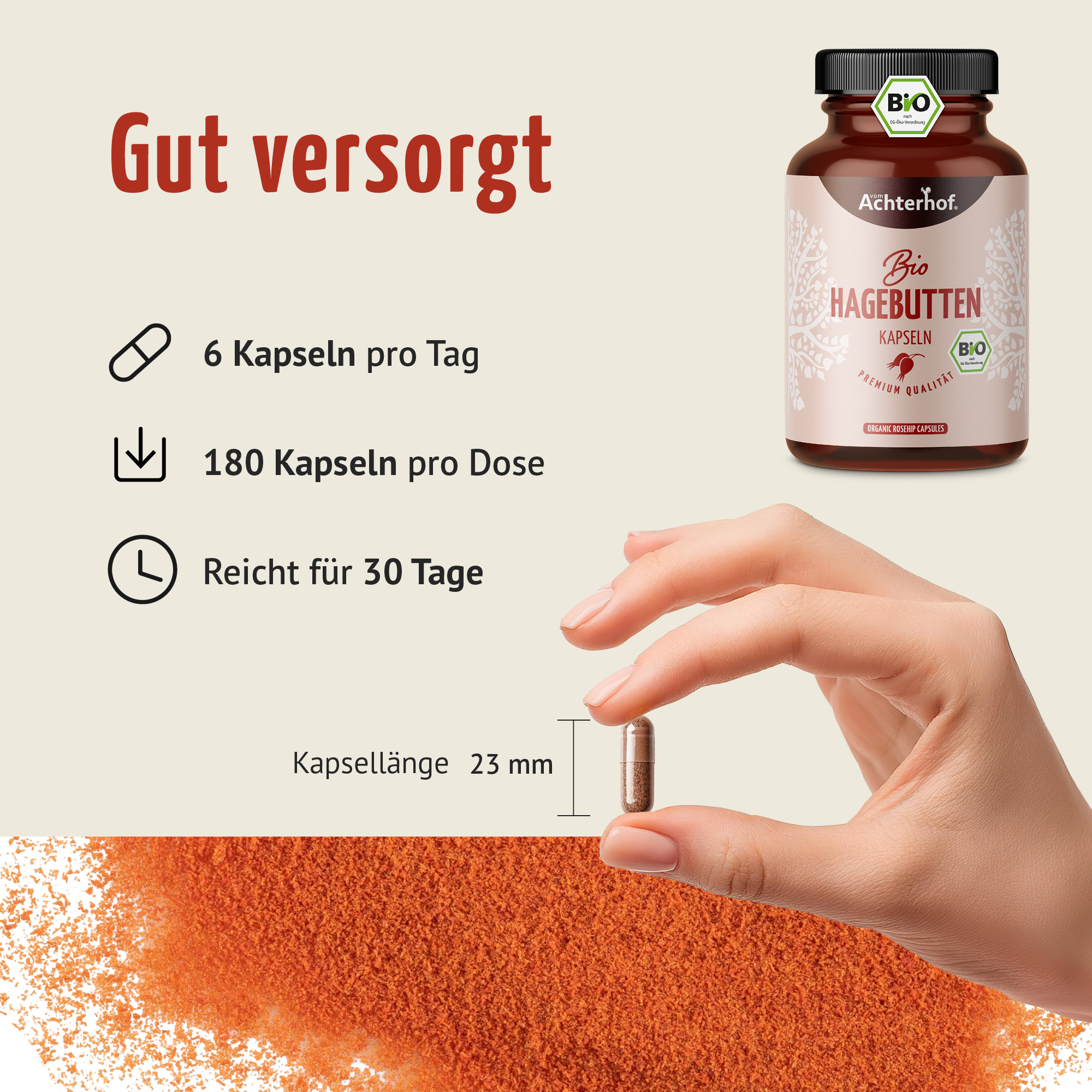 Hagebutten Kapseln Bio (180 Kapseln)