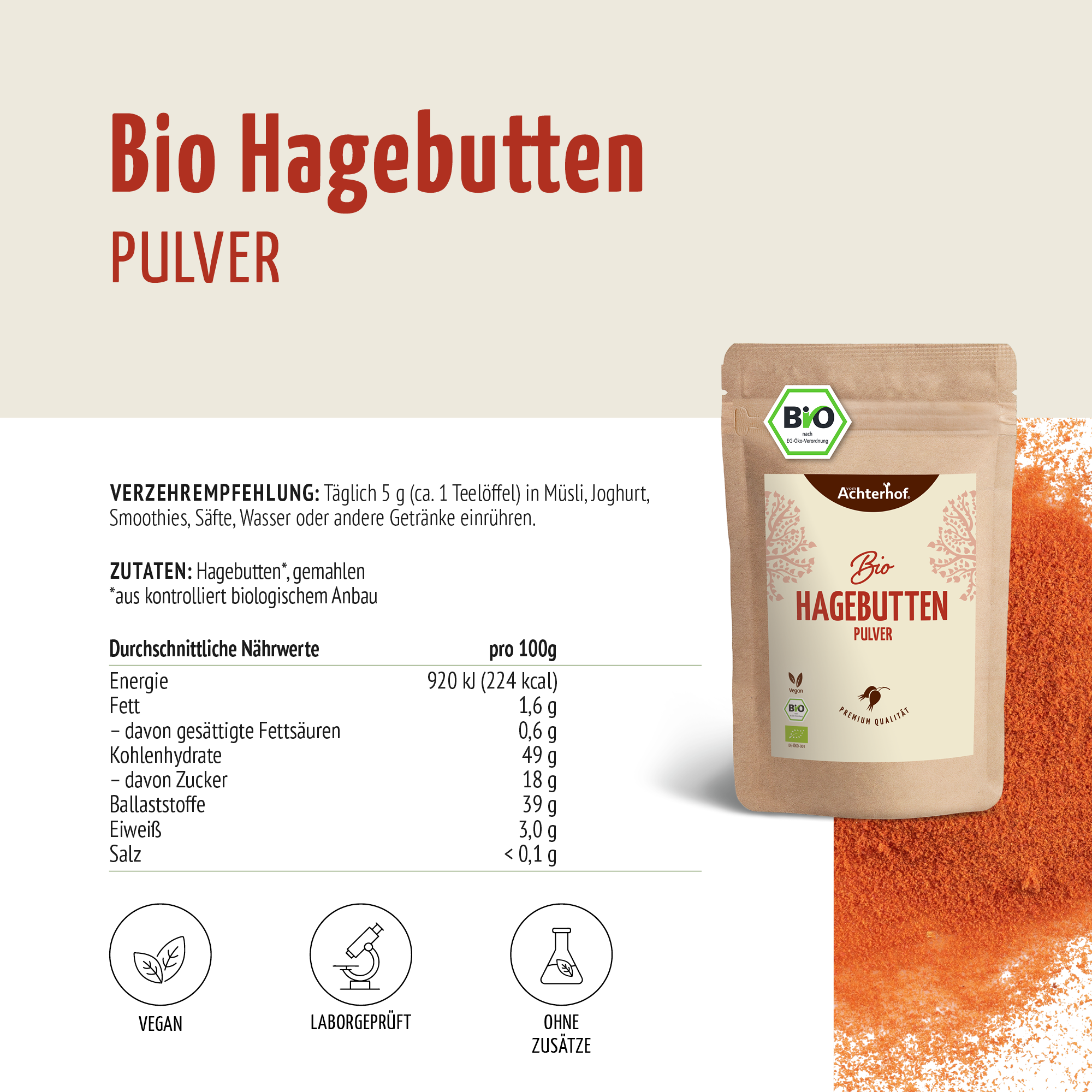 Hagebuttenpulver Bio (1000g)