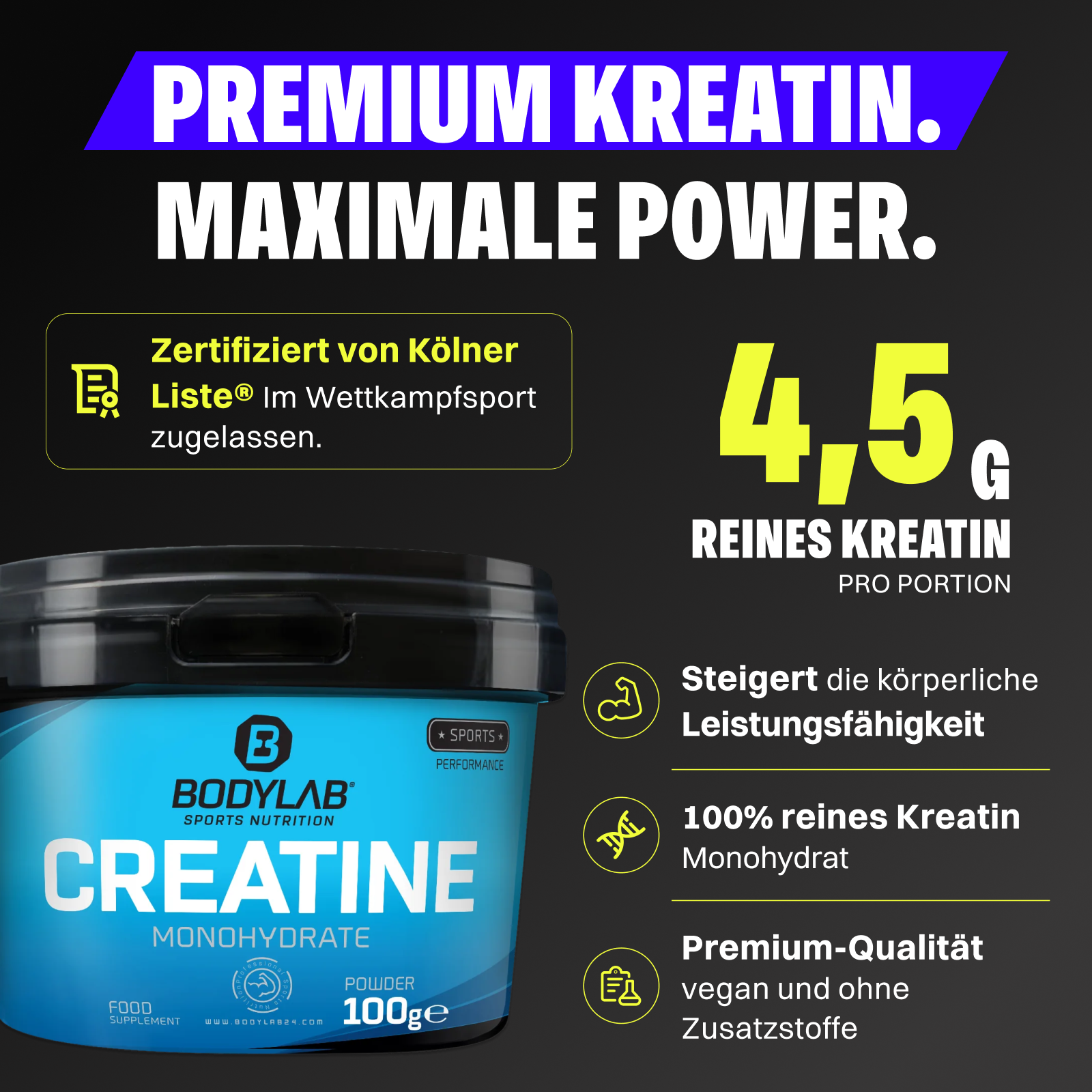 Poudre de Créatine Monohydrate (100g)