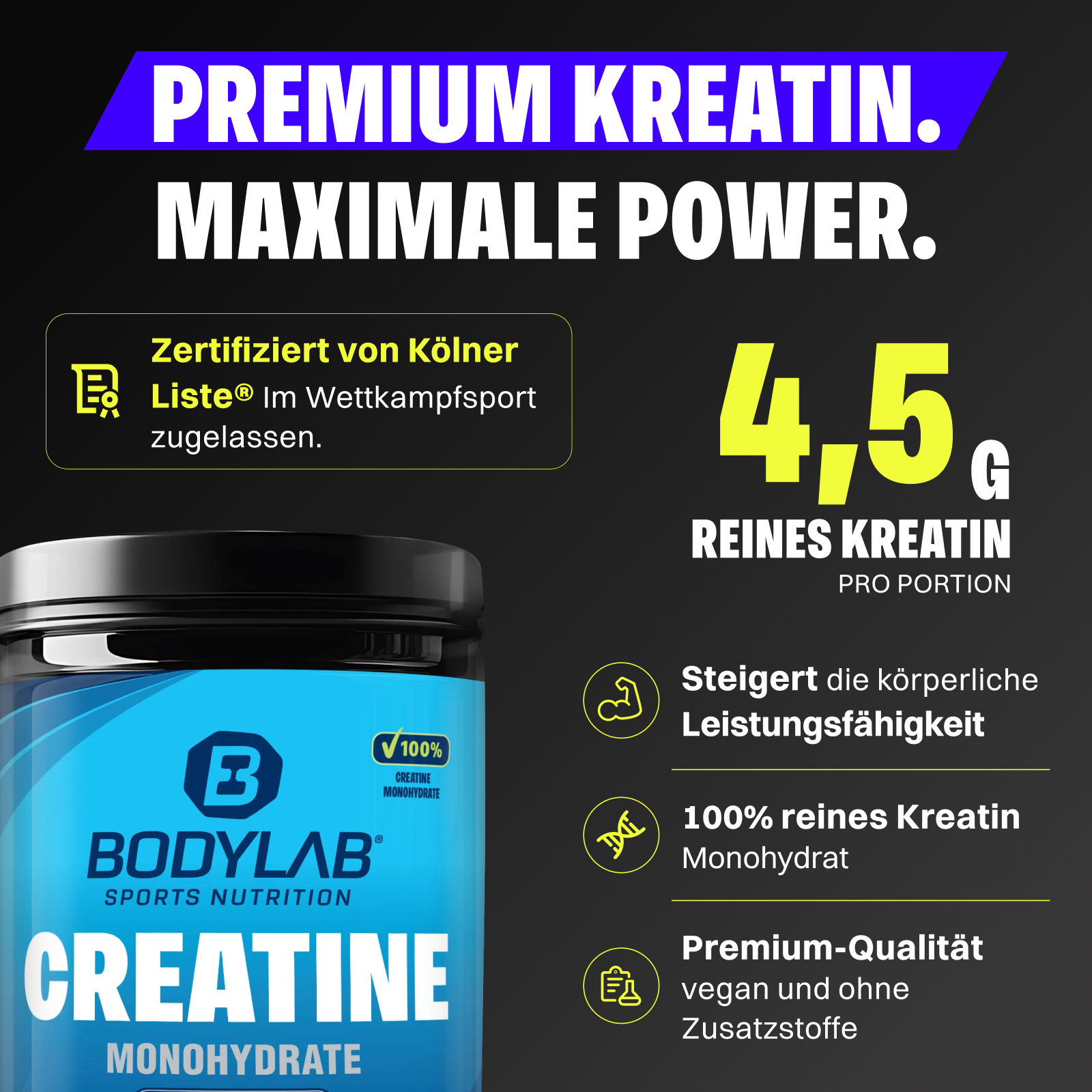 Créatine Monohydrate en Poudre (750g)