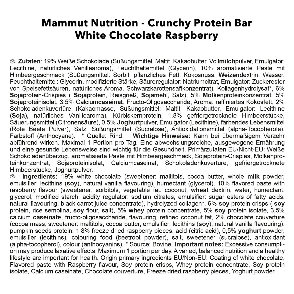 Crunchy Protein Bar (12x45g) Raspberry White Chocolate