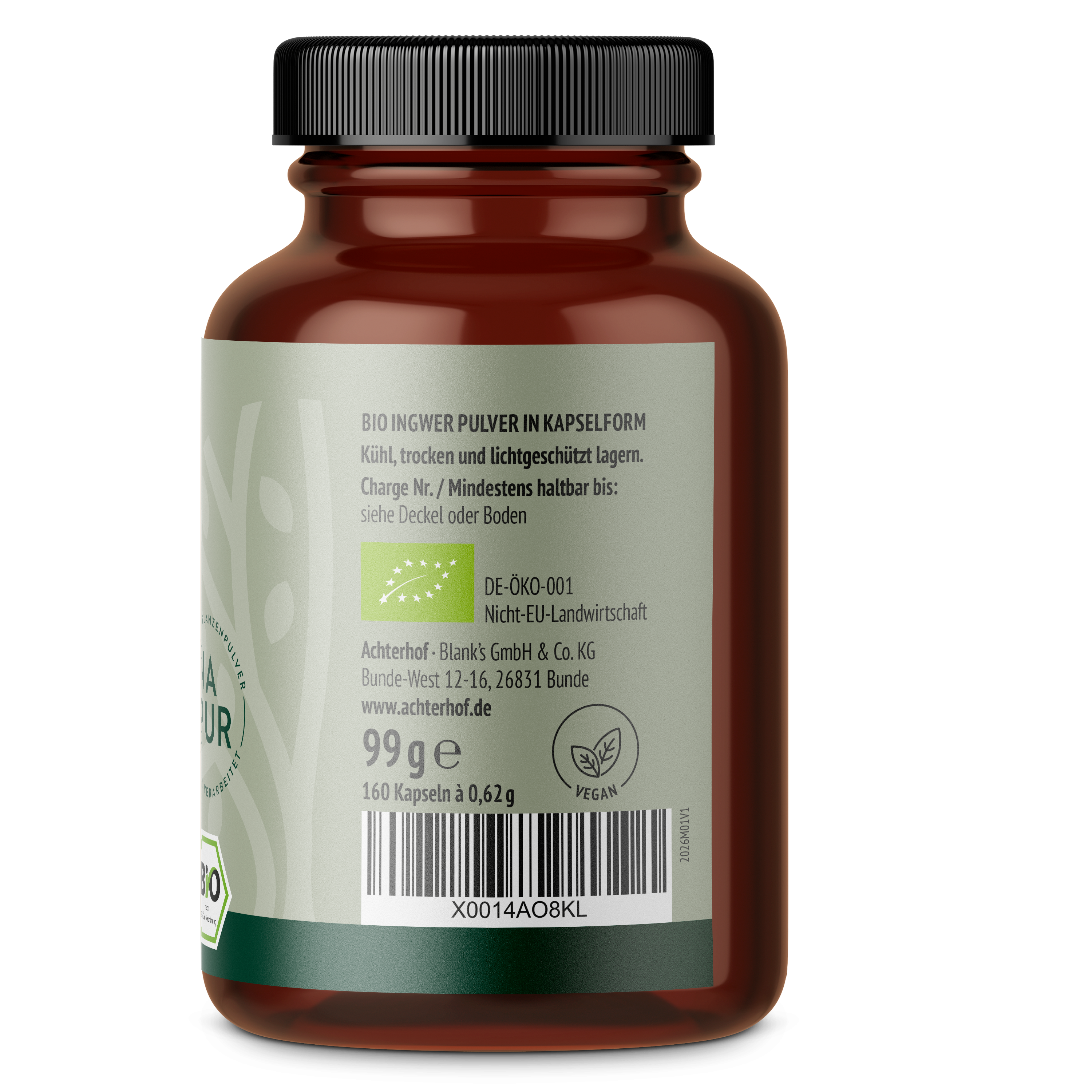 Ingwer Kapseln Bio (160 Kapseln)