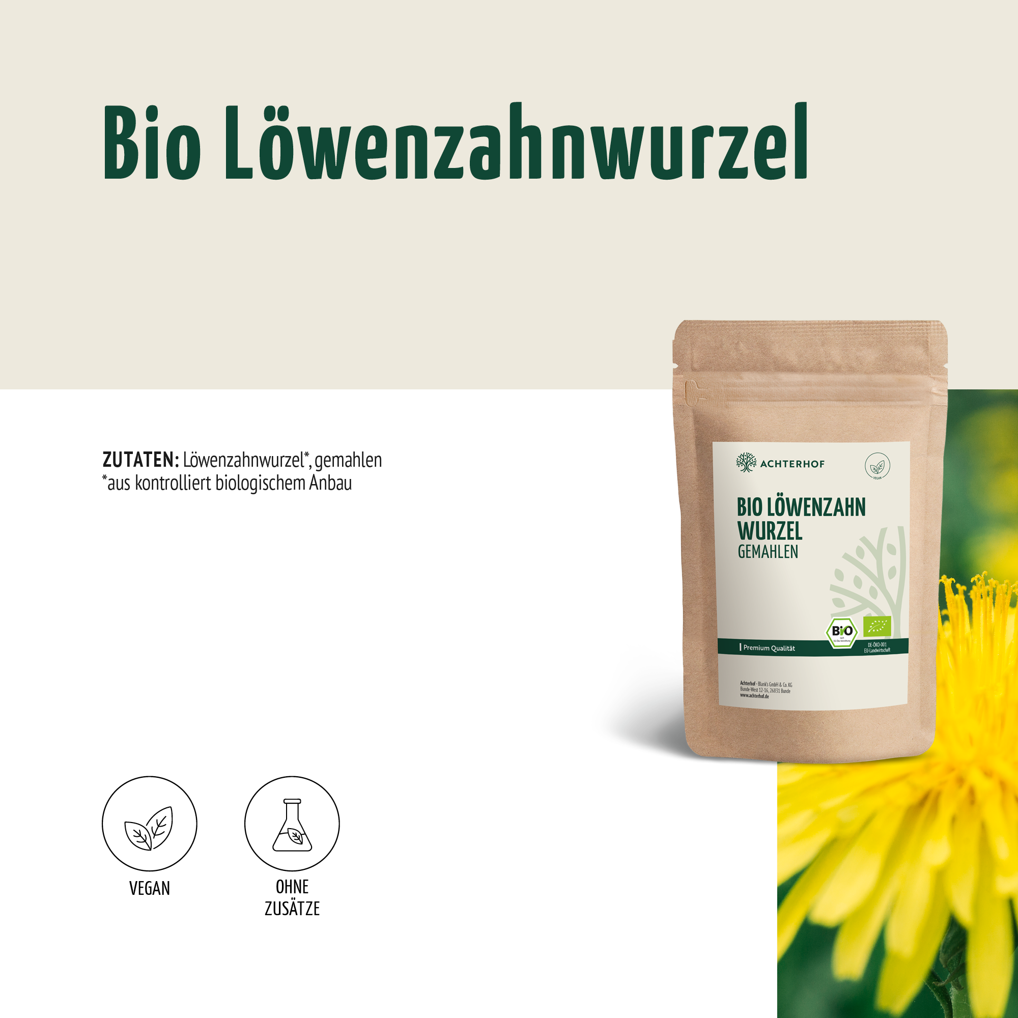 Poudre de Racine de Pissenlit Bio (500g)