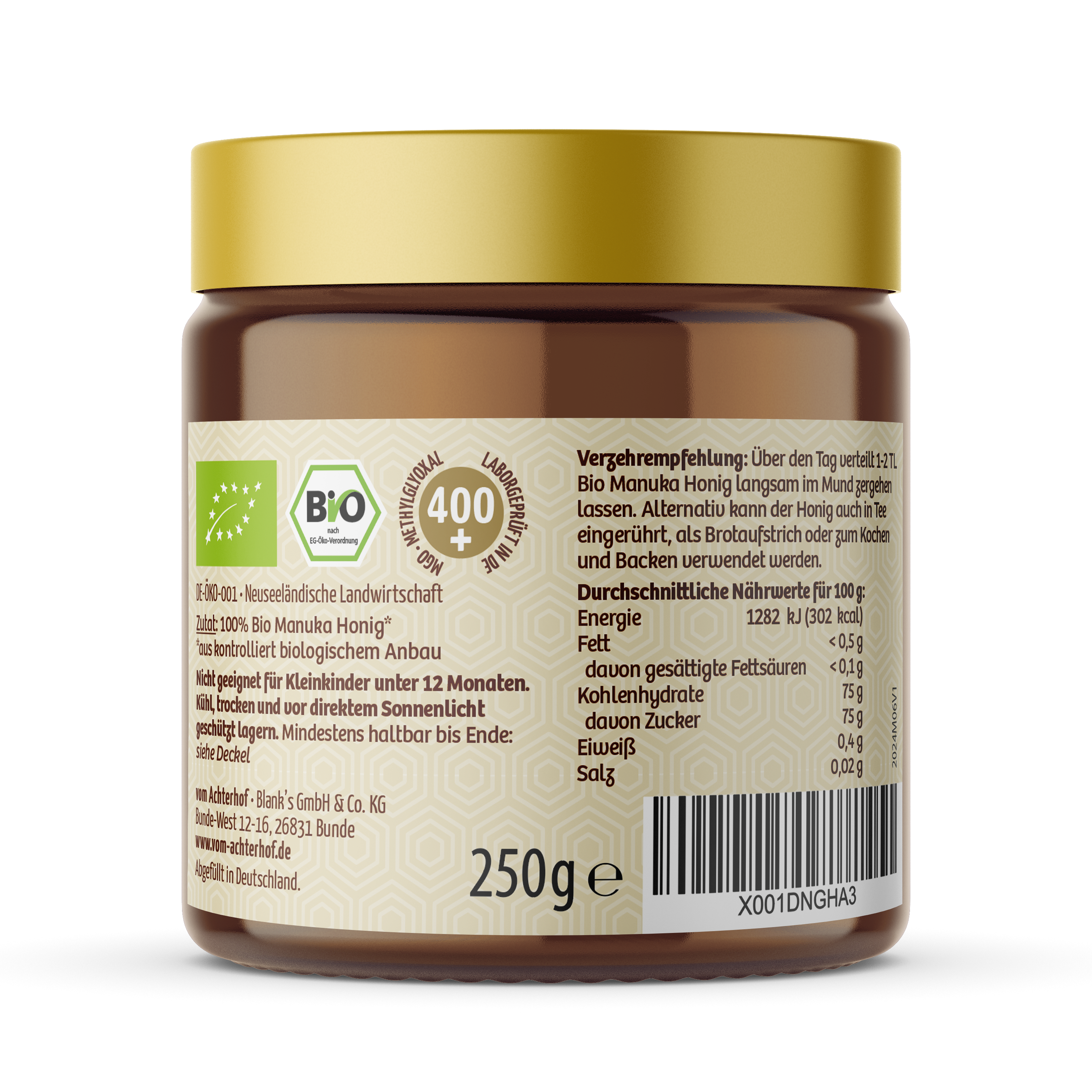 Miel de Manuka Bio 400+ MGO (250g)