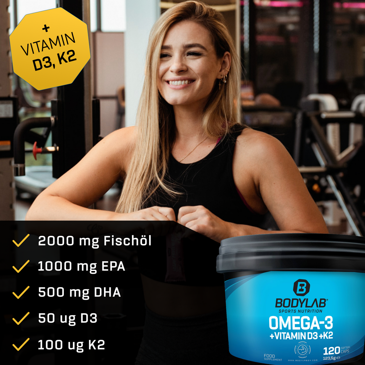 Omega-3 + Vitamine D3 + K2 Extrême (120 capsules)