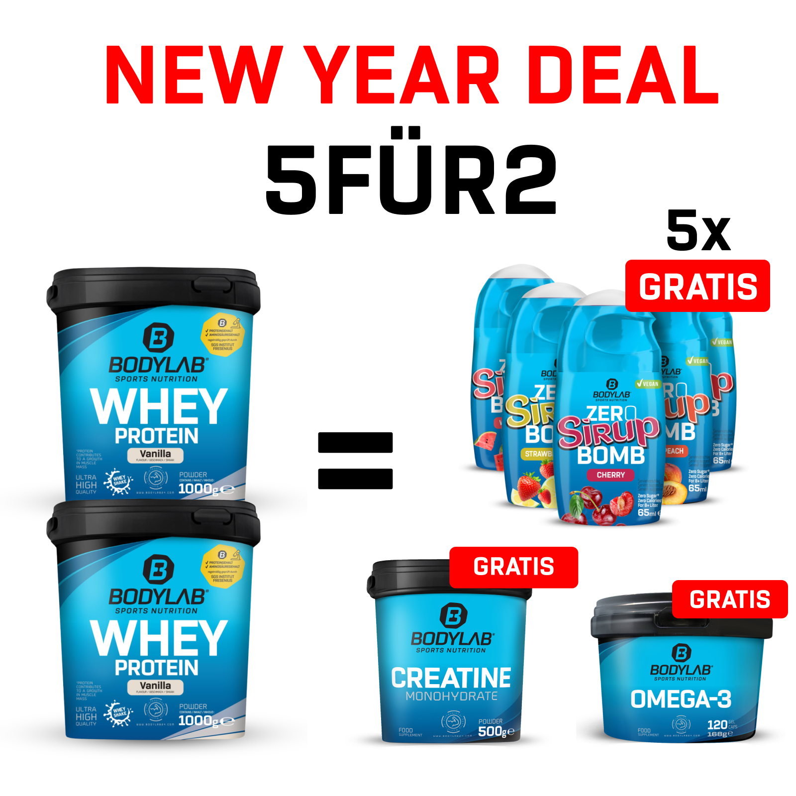 Pack Diet-Power 5pour2 avec Creatine Powder gratuite + Zero Sirup Bomb Mix + Omega-3