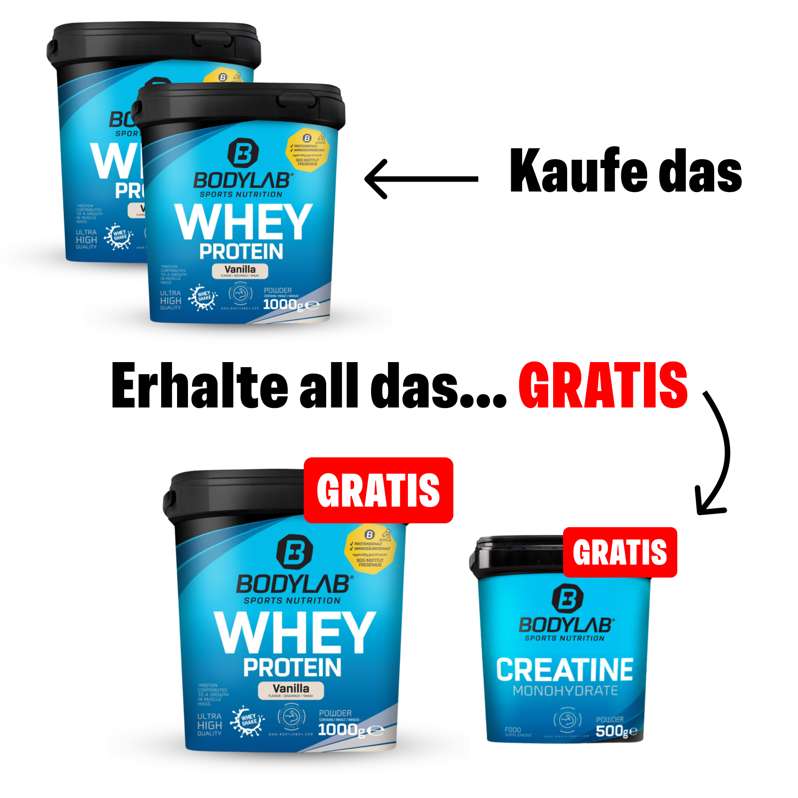 EXKLUSIVER DEAL: 4Für2 Protein-Powerpack mit Gratis Whey + Creatine