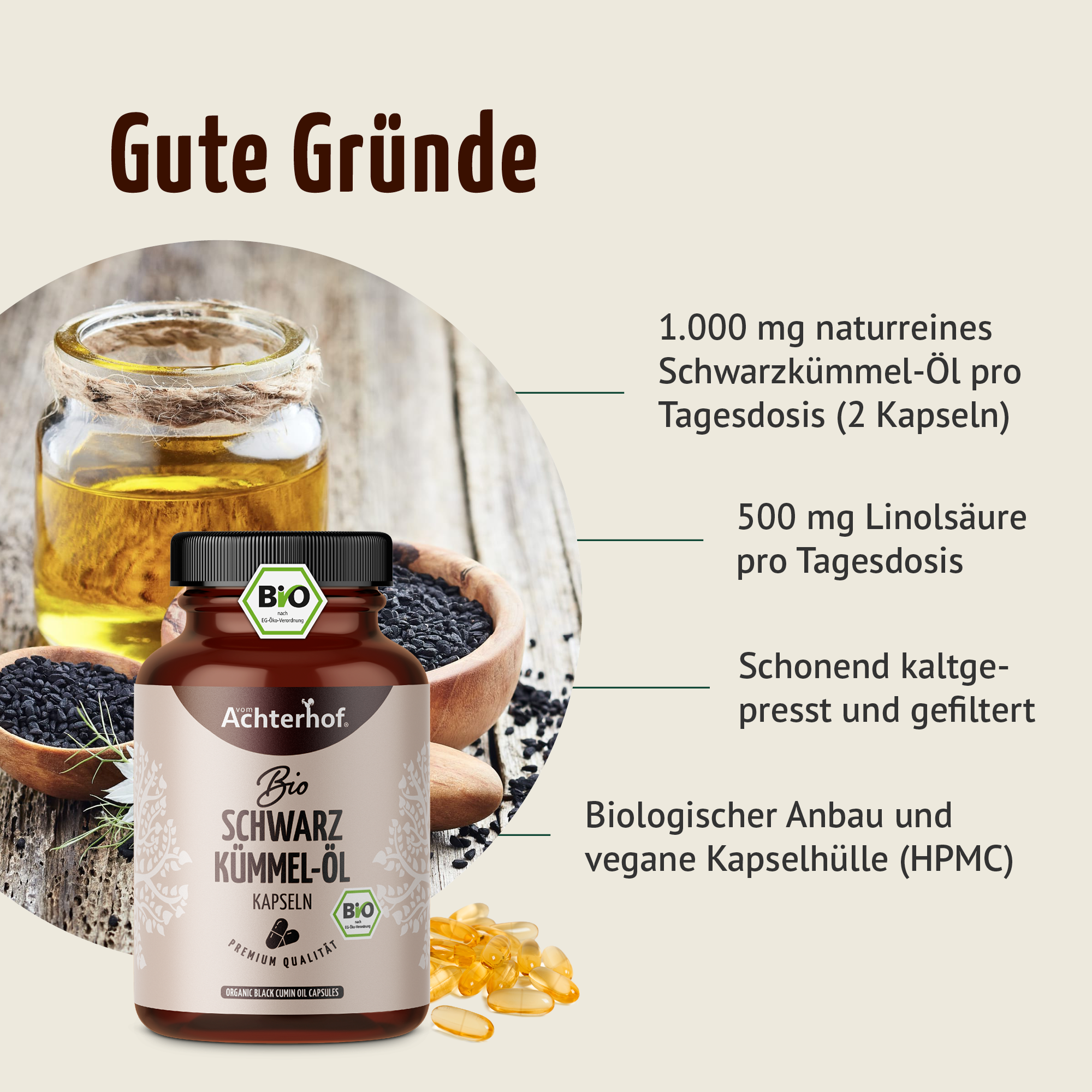 Schwarzkümmel-Öl Kapseln Bio (400 Kapseln)