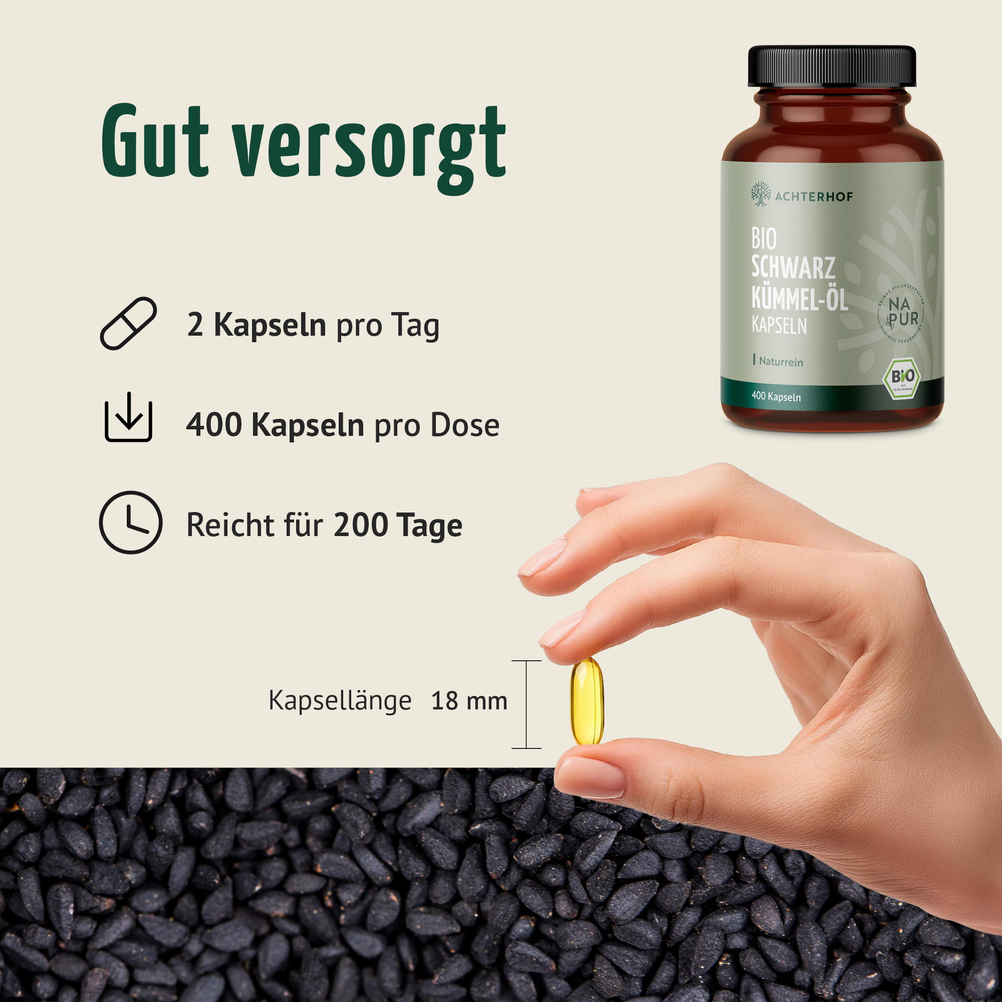 Schwarzkümmel-Öl Kapseln Bio (400 Kapseln)
