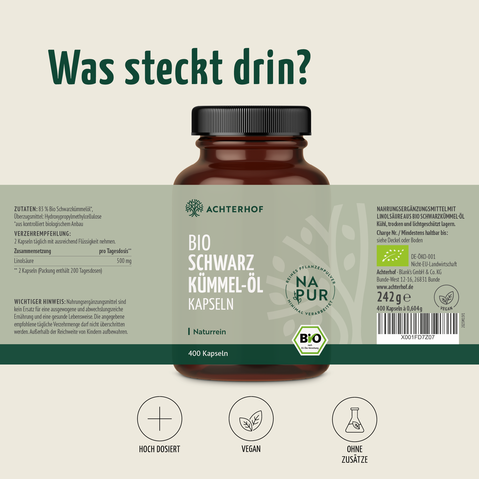 Schwarzkümmel-Öl Kapseln Bio (400 Kapseln)