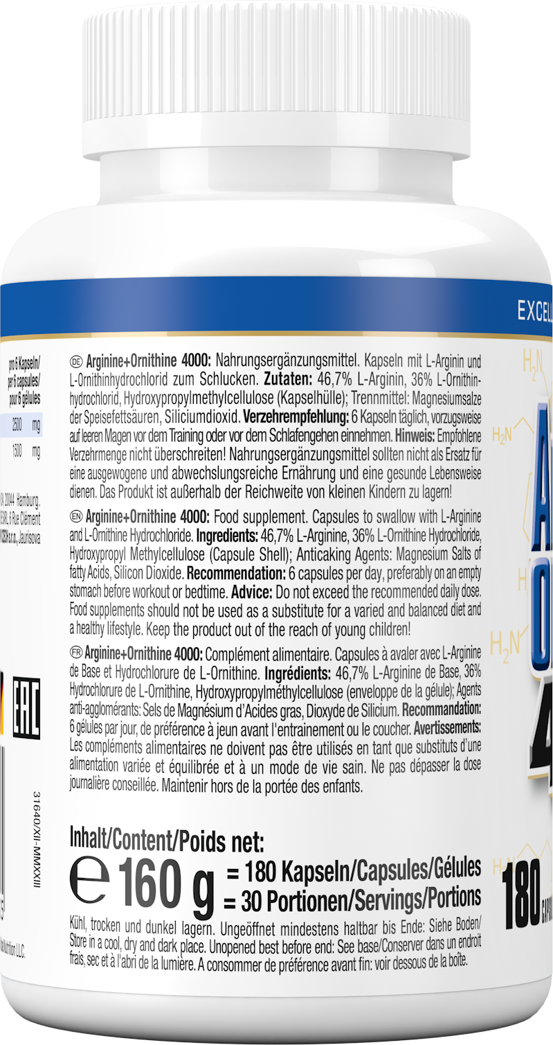 Arginine + Ornithine 4 000 (180 gélules)