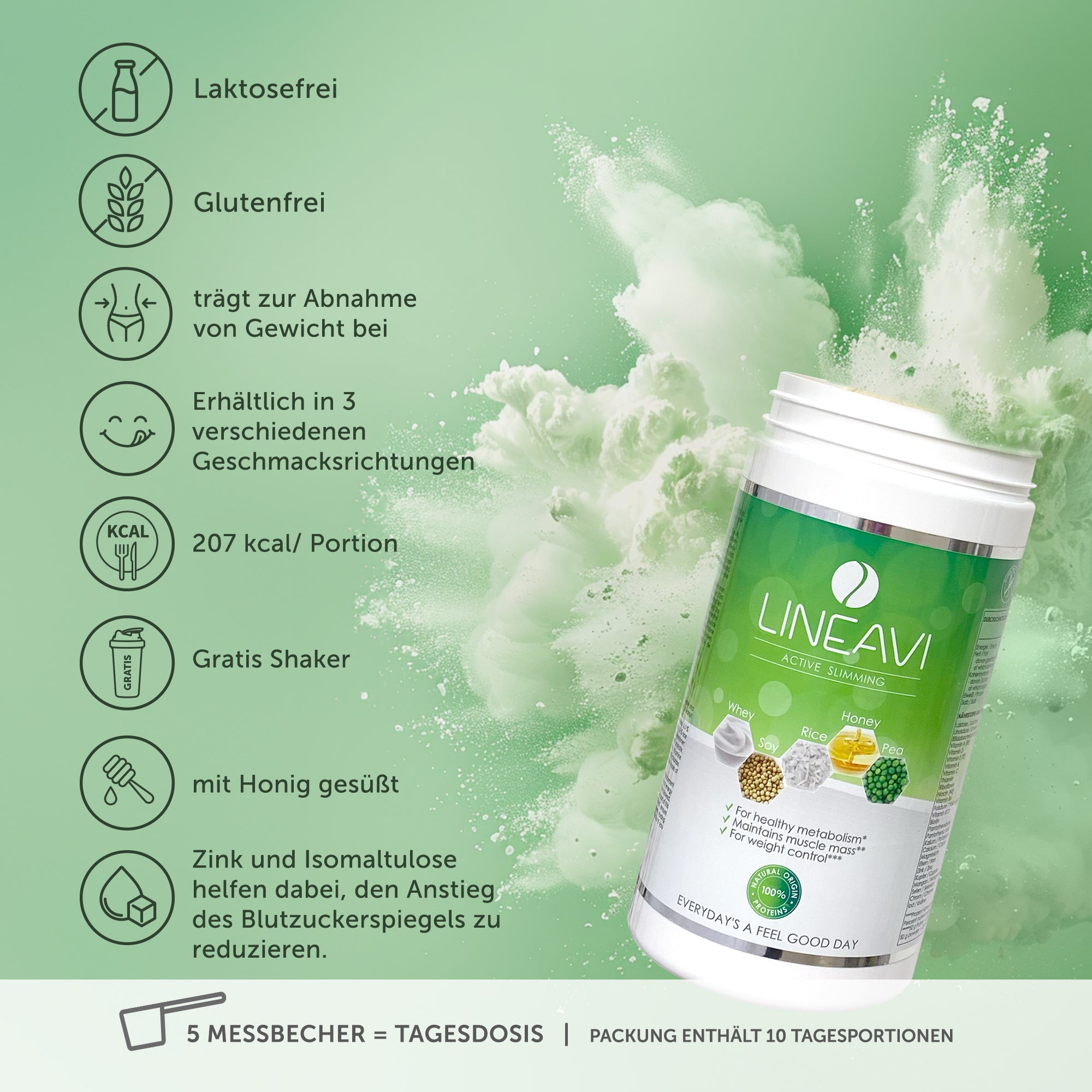 LINEAVI Aktivkost Diät Shake + Shaker (500g)