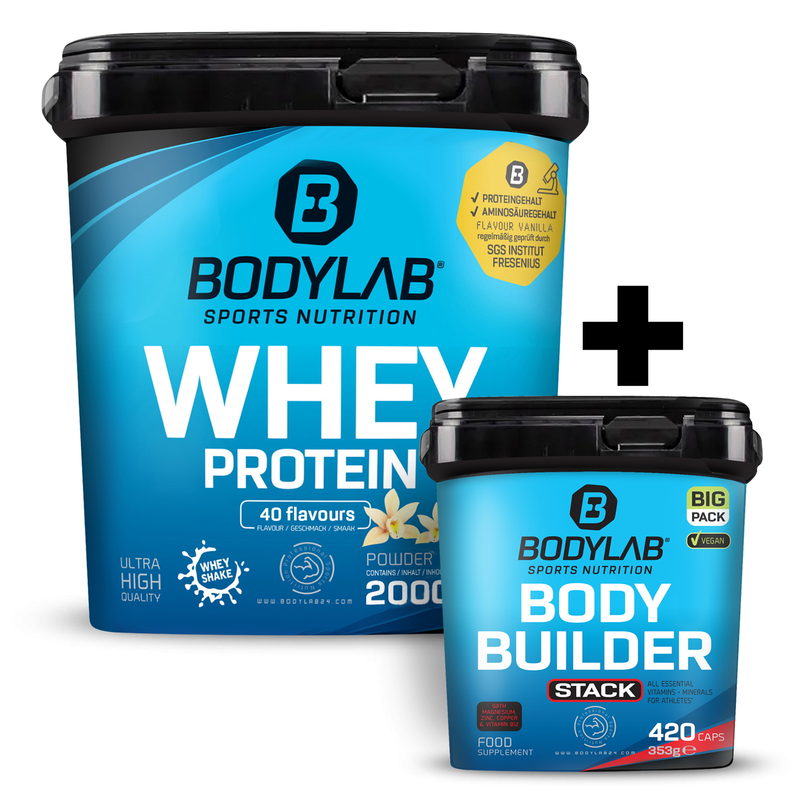 Whey + BIG PACK Bodybuilder Stack (420 Kapseln)