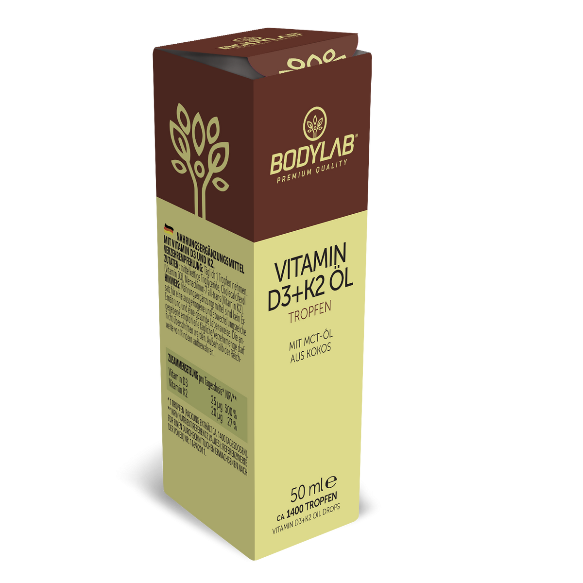 Gouttes d'huile de vitamine D3 + K2 (50ml)