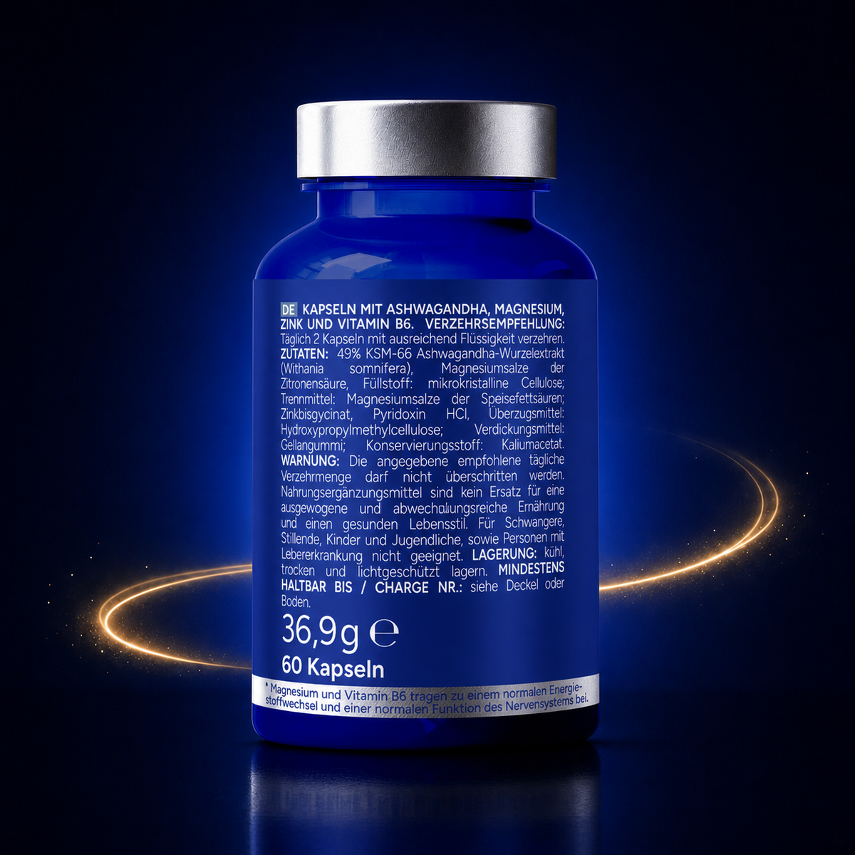 Ashwa+ Ashwagandha KSM-66™ mit Magnesium, Zink & Vitamin B6 (60 Kapseln)