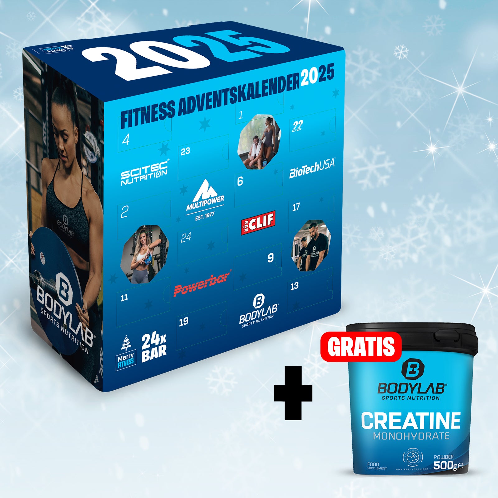 Riegel Adventskalender + GRATIS 500 g Creatine Powder