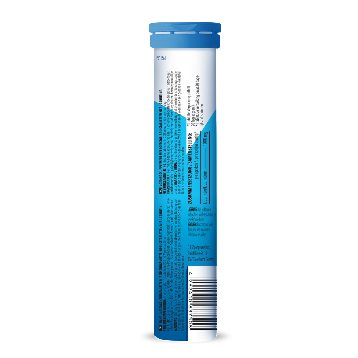 L-Carnitine - 6x 20 comprimés effervescents - Arôme framboise