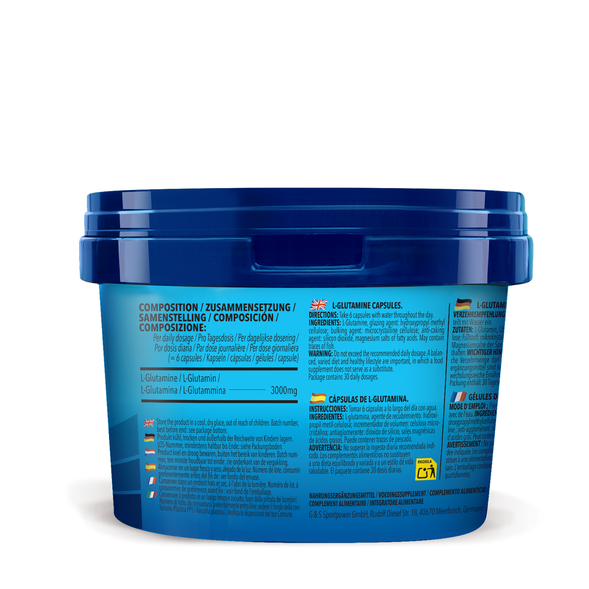 3 x Bodylab L-Glutamine (180 capsules chacun)