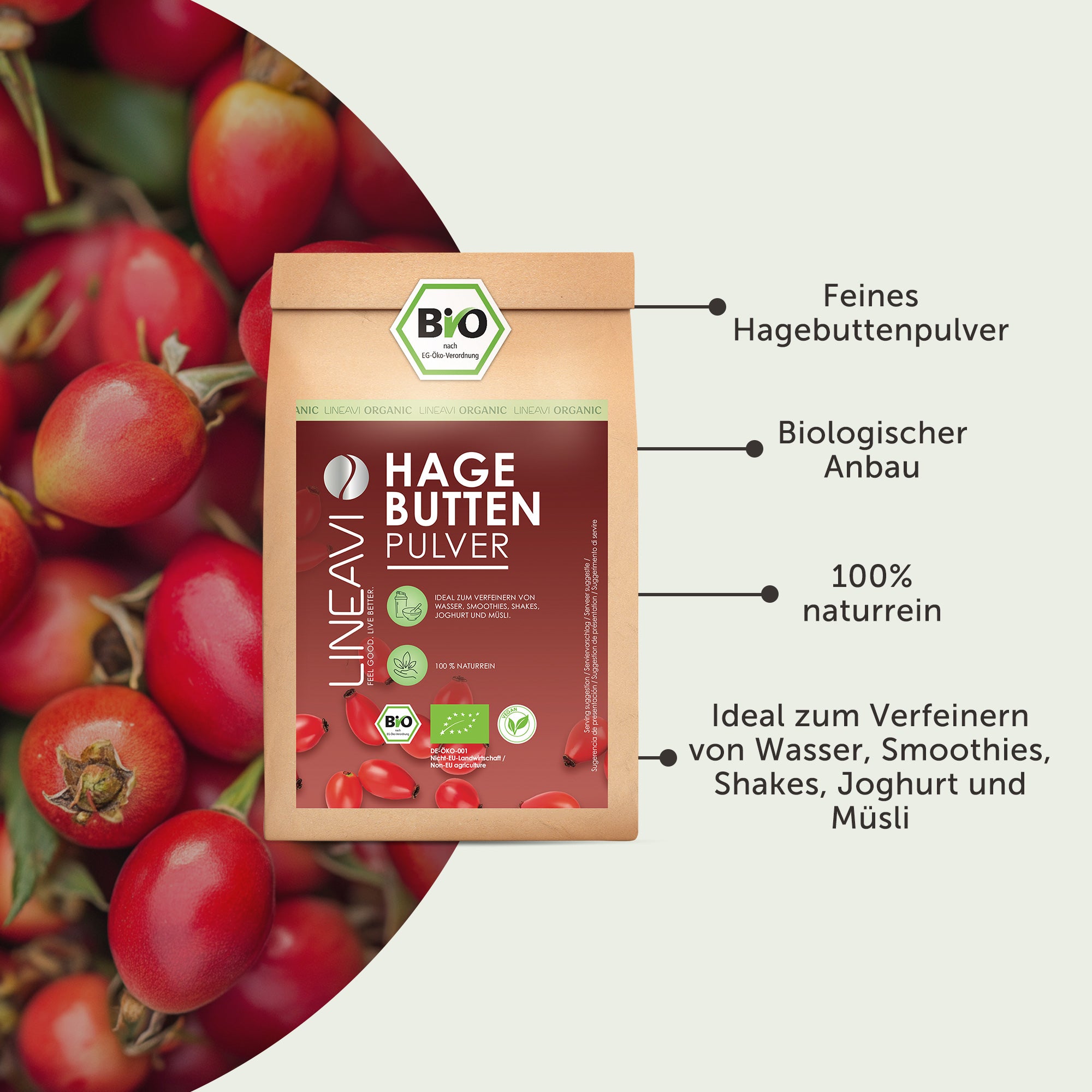 LINEAVI Hagebuttenpulver bio (1000g)