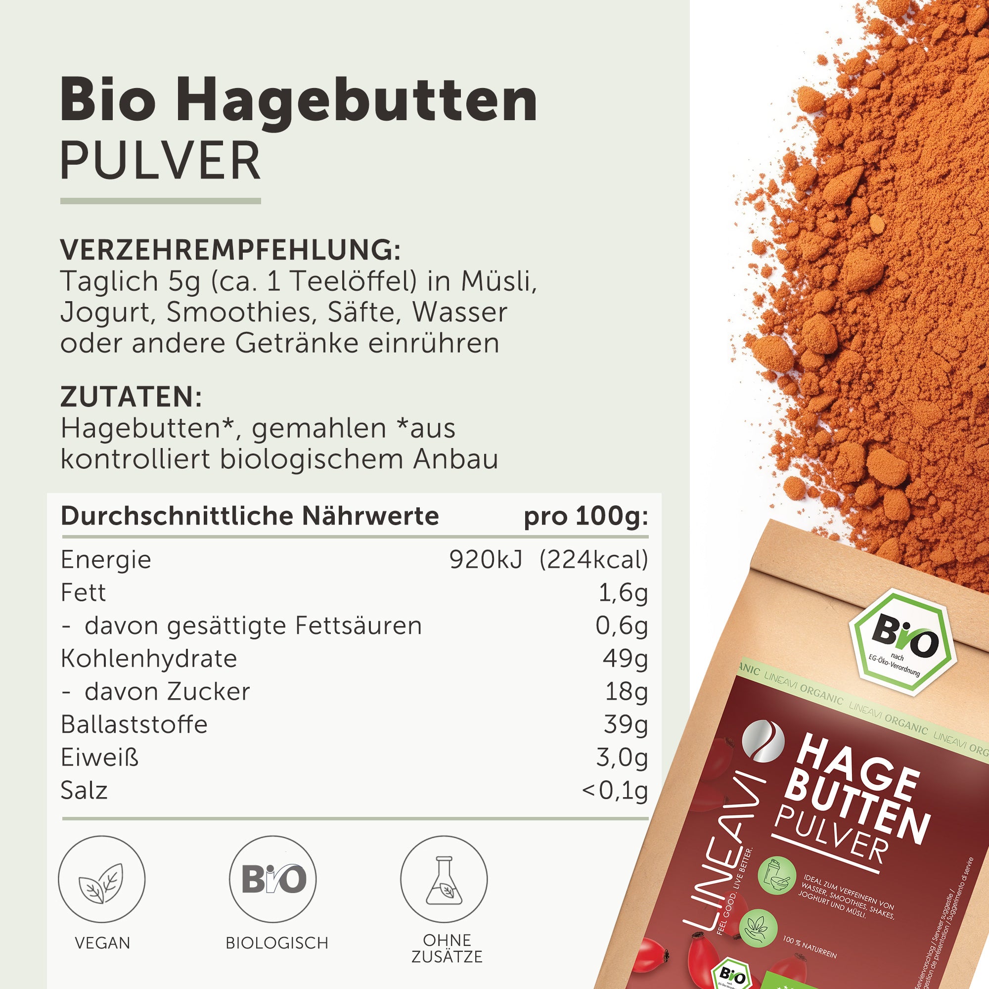 LINEAVI Hagebuttenpulver bio (1000g)