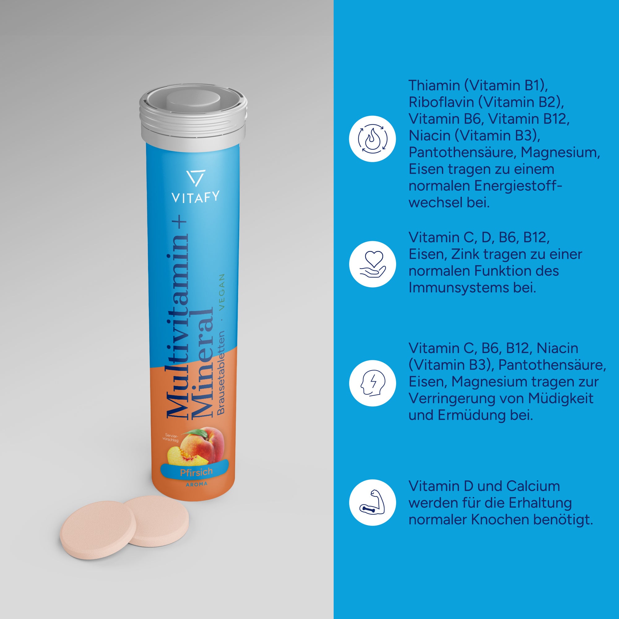 Multivitamine + Minéraux - Pêche (20 comprimés effervescents)