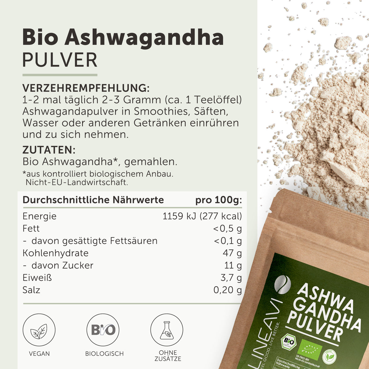 Bio Ashwagandhapulver (1000g)