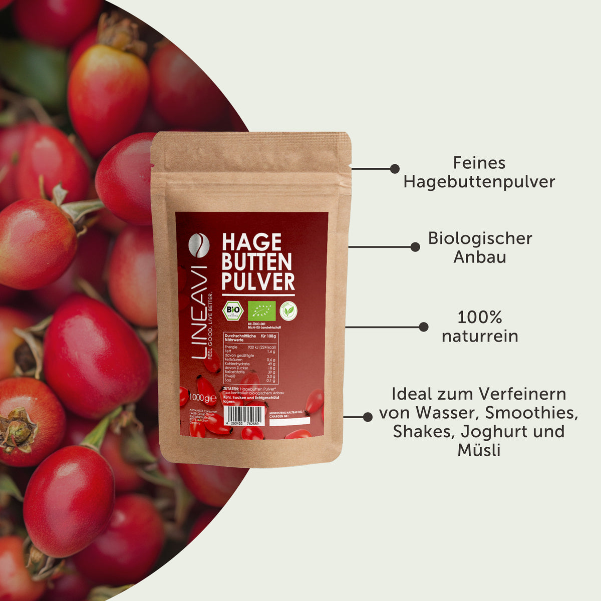 Poudre d'églantier bio (1000g)