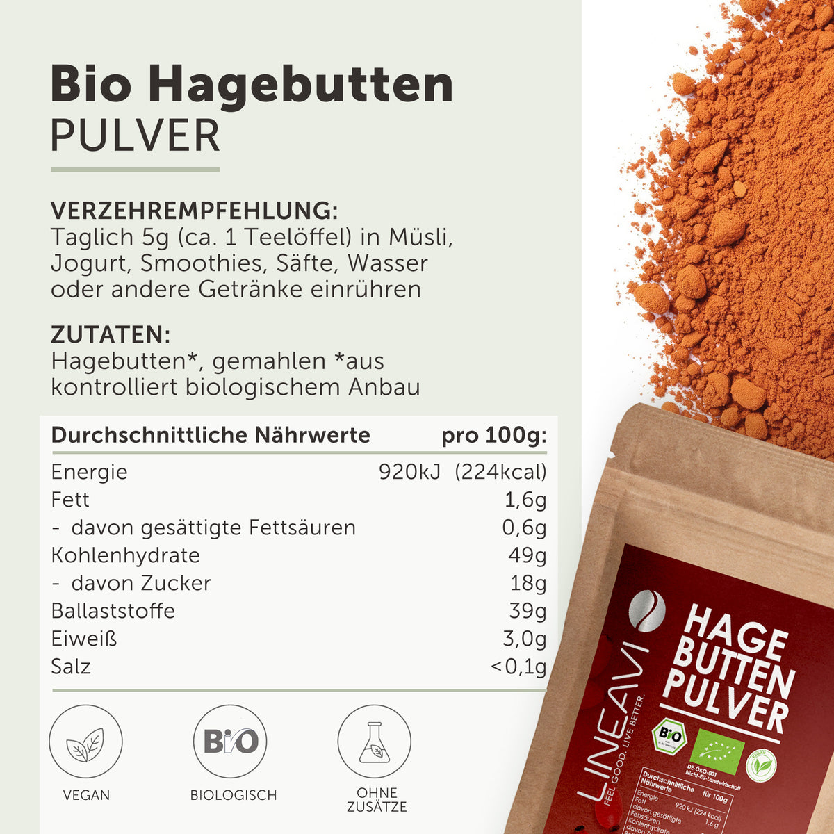 Poudre d'églantier bio (1000g)