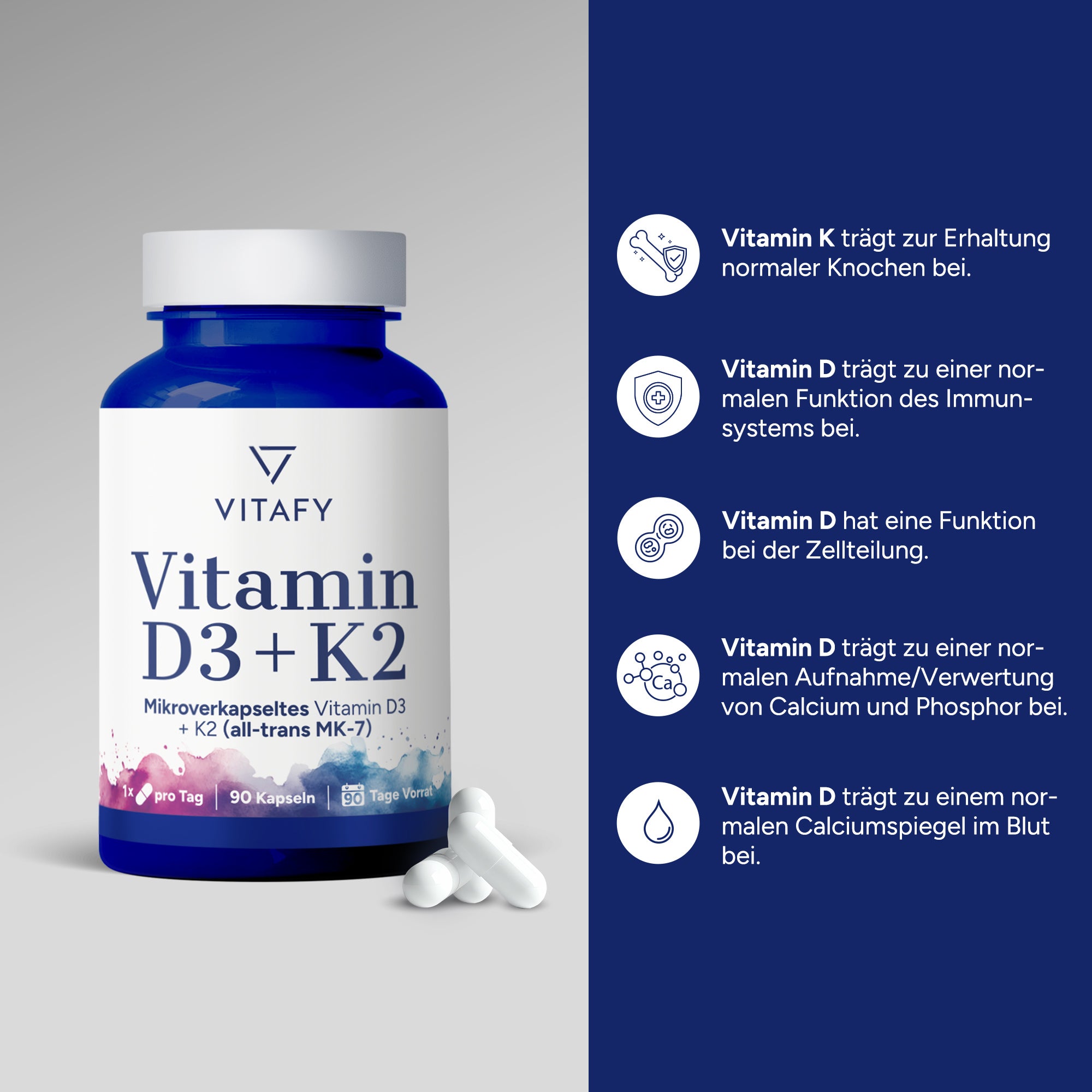 Vitamine D3+K2 (90 gélules)